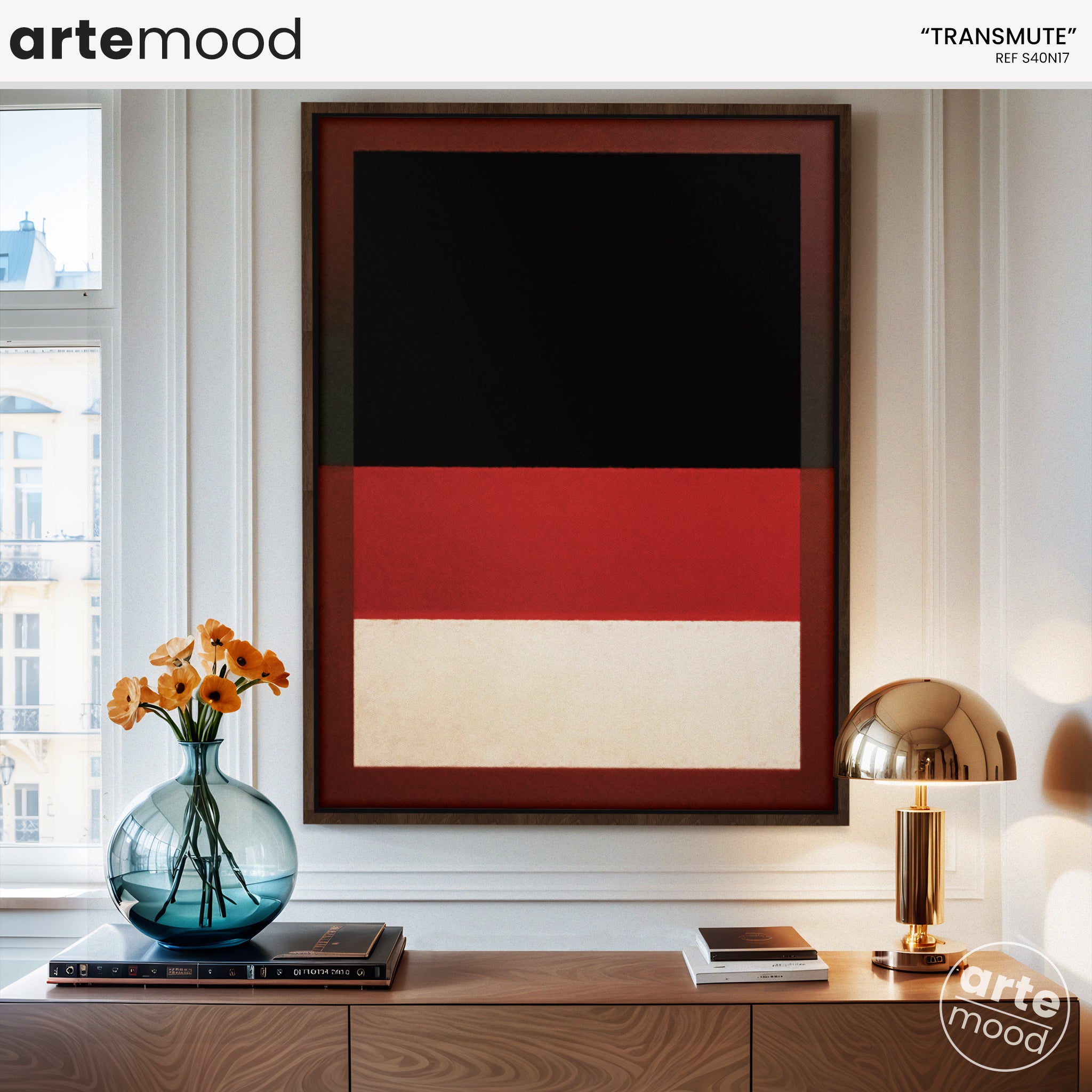 Color Field Artwork Print On Canvas - Minimalist, Zen, Black, Red, White, Minimal Rothko Wall Art