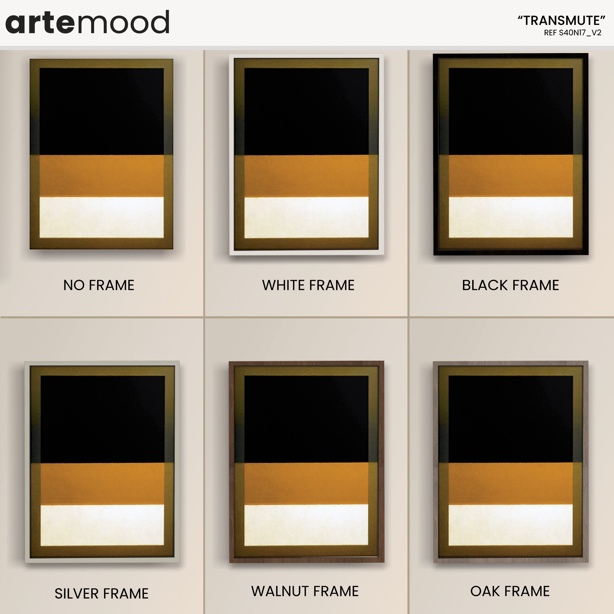 Color Field Artwork Print On Canvas - Minimalist, Zen, Black, White, Golden, Deep Yellow, Contemporary, Serene. Modern