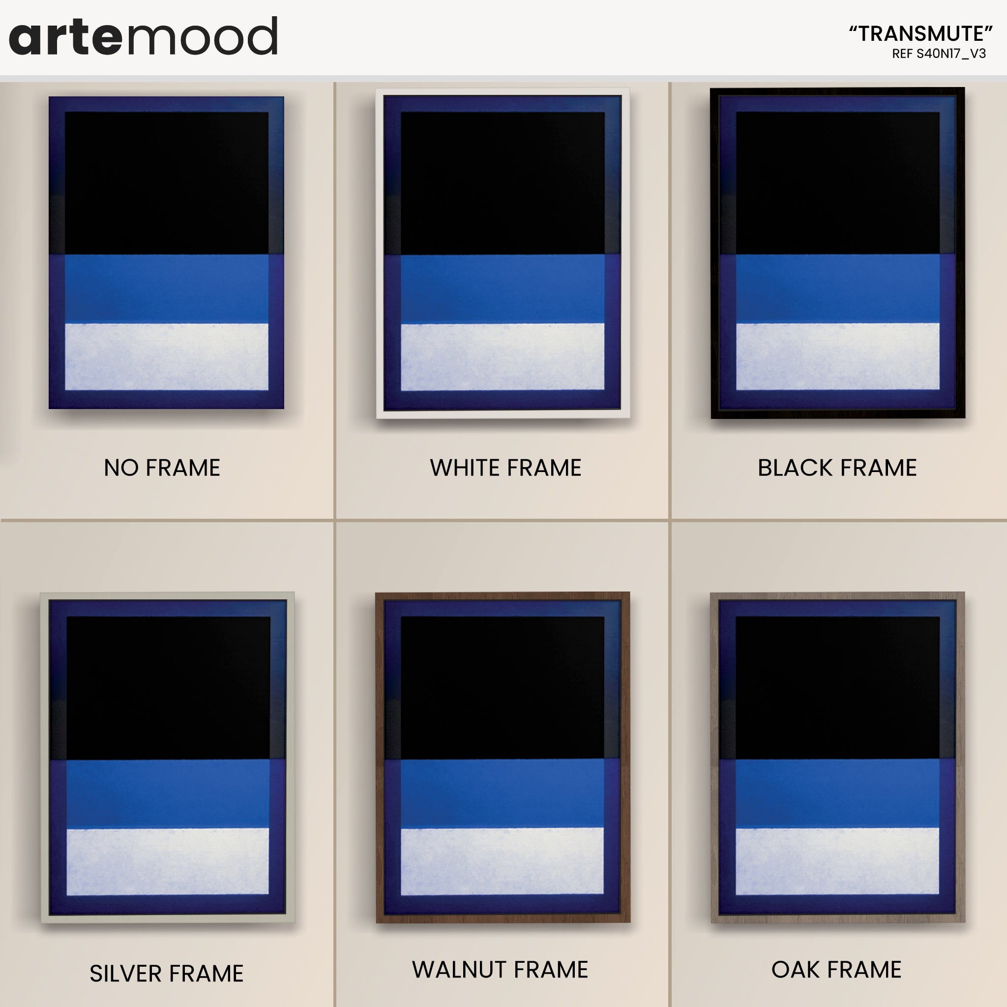 Color Field Artwork Print On Canvas - Minimalist, Zen, Black, Blue, White, Contemporary Painting