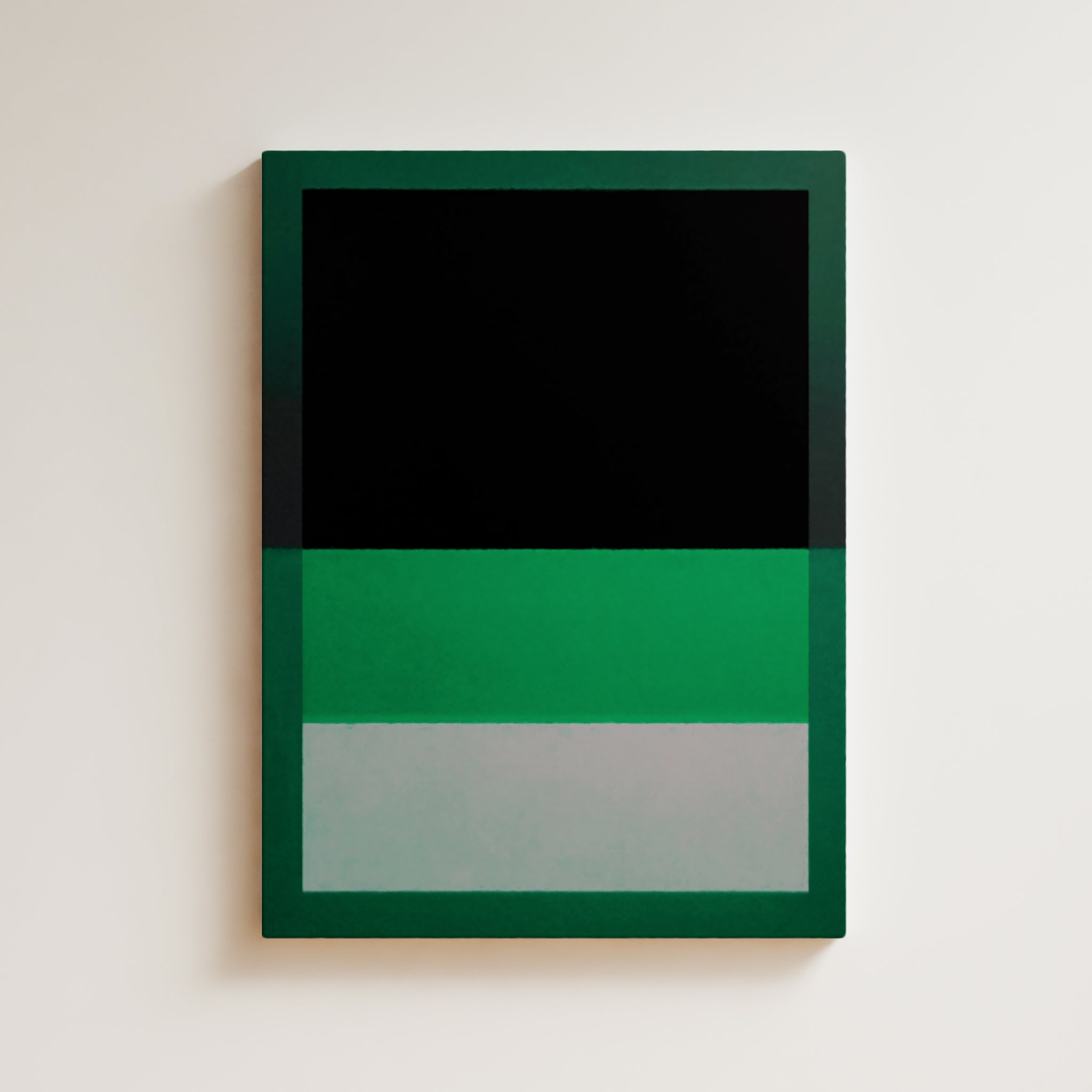 Color Field Artwork Print On Canvas - Minimalist, Zen, Green, White, Black, Rothko Style Wall Art