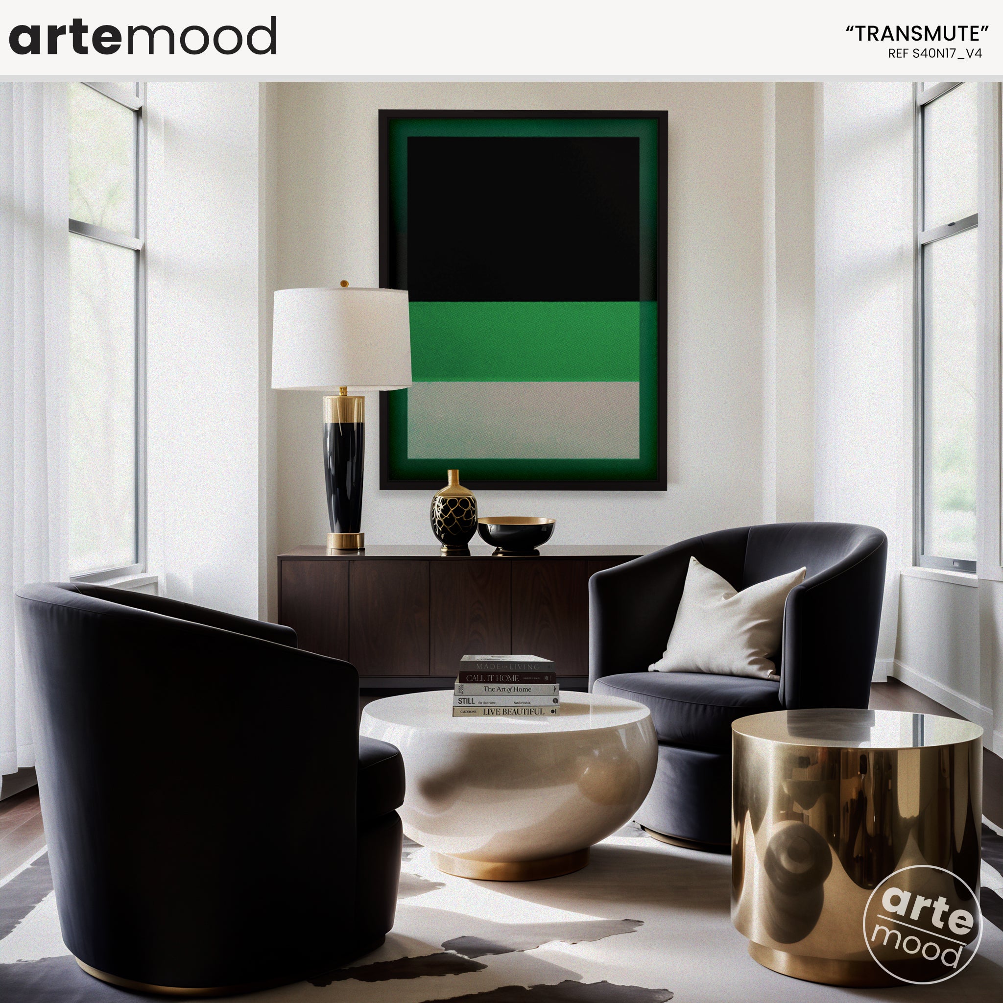 Color Field Artwork Print On Canvas - Minimalist, Zen, Green, White, Black, Rothko Style Wall Art