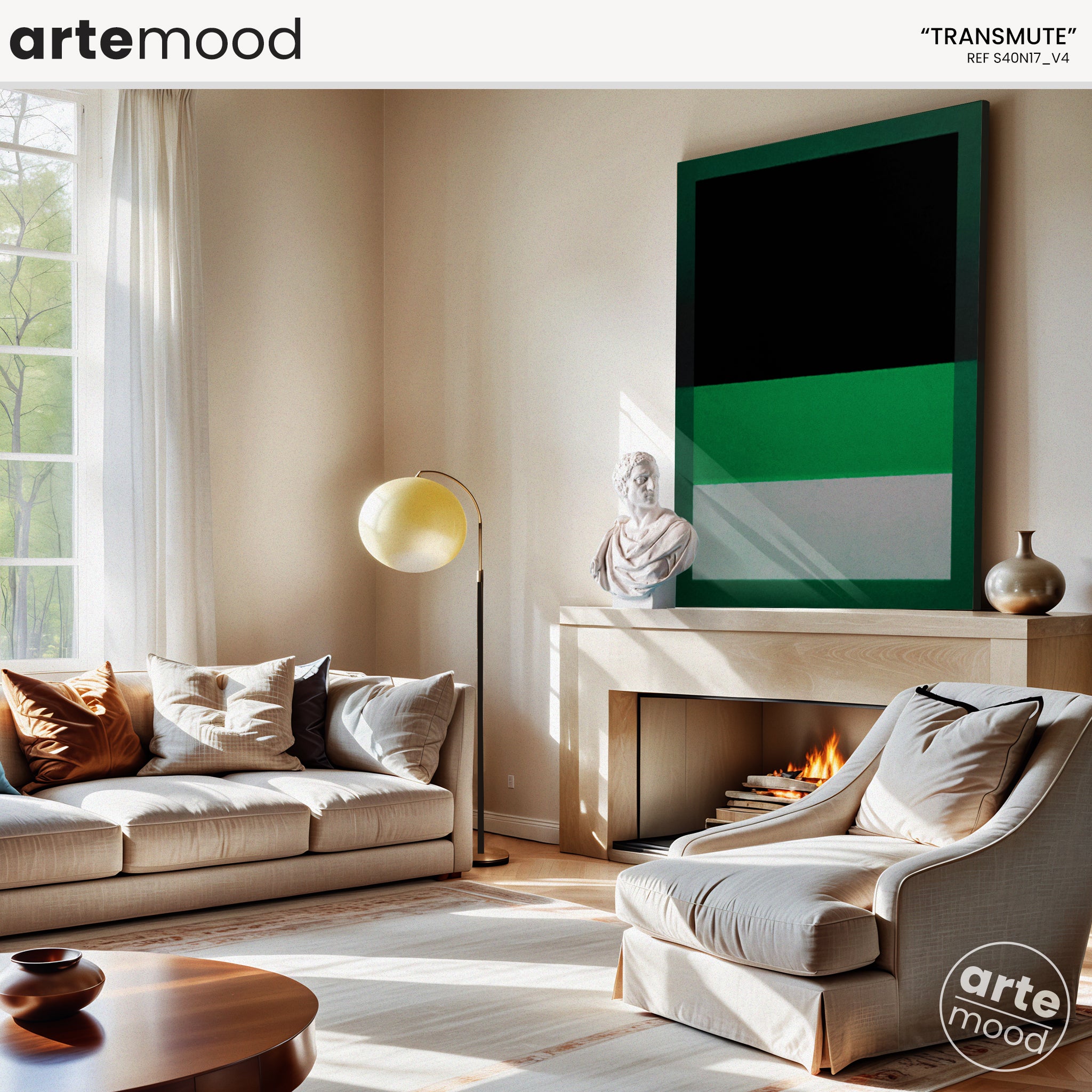 Color Field Artwork Print On Canvas - Minimalist, Zen, Green, White, Black, Rothko Style Wall Art