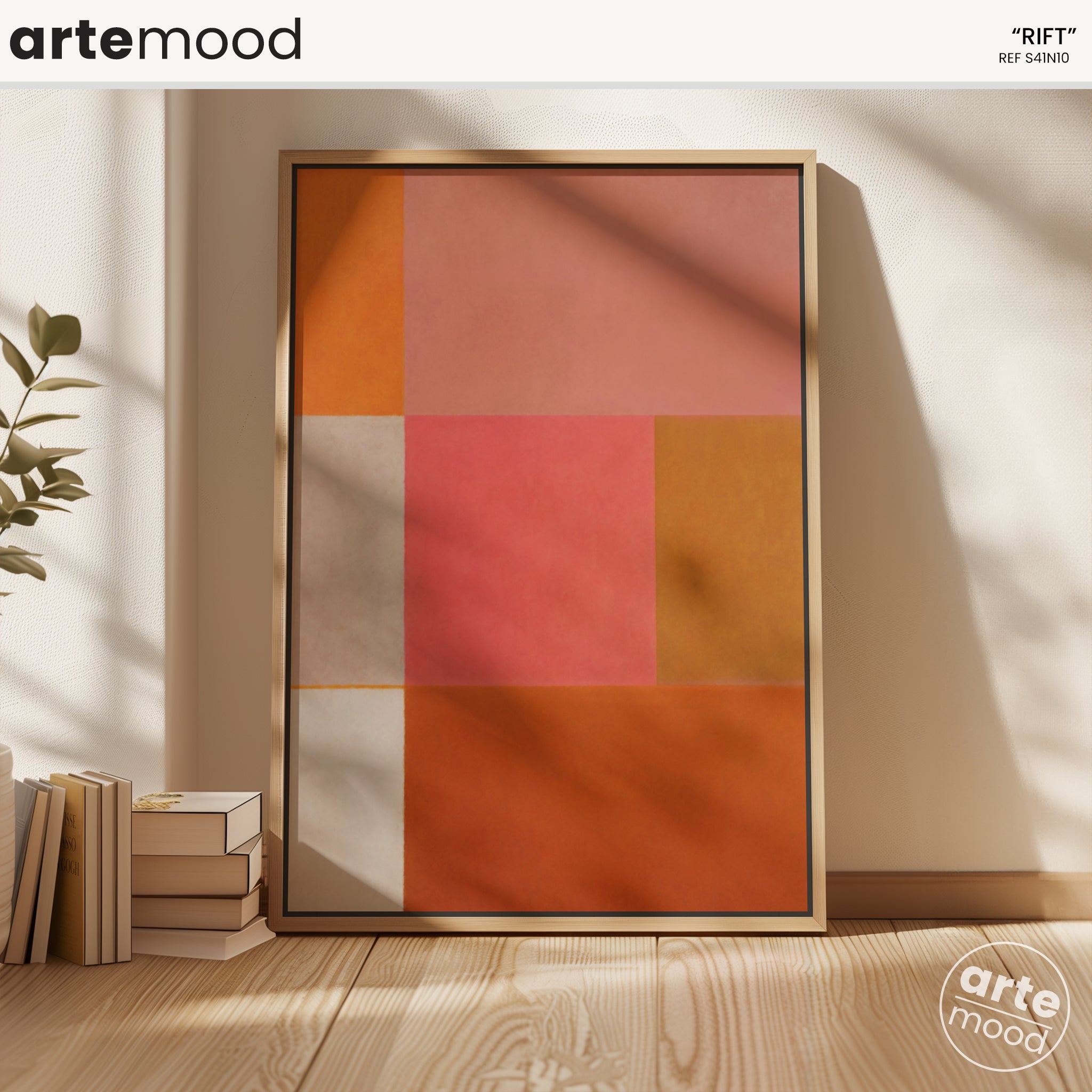 Abstract Artwork Print On Canvas - Minimalist Geometric Modern Art - Orange, Pink, Beige, Inspirational Wall Art