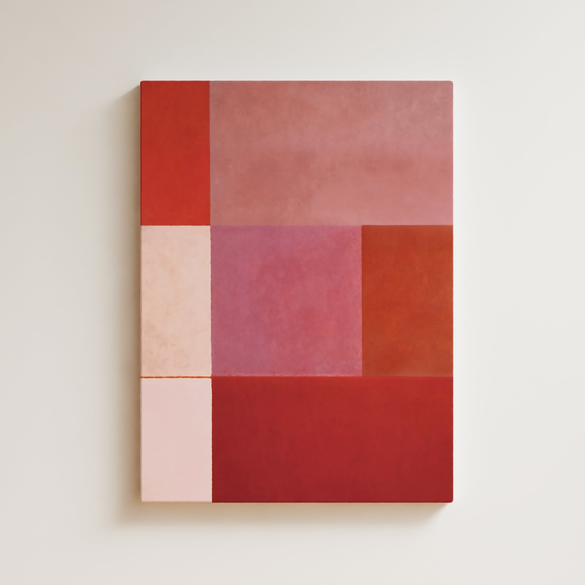 Abstract Artwork Print On Canvas - Minimalist Geometric Modern Art - Red Tones Composition Rectangular Forms