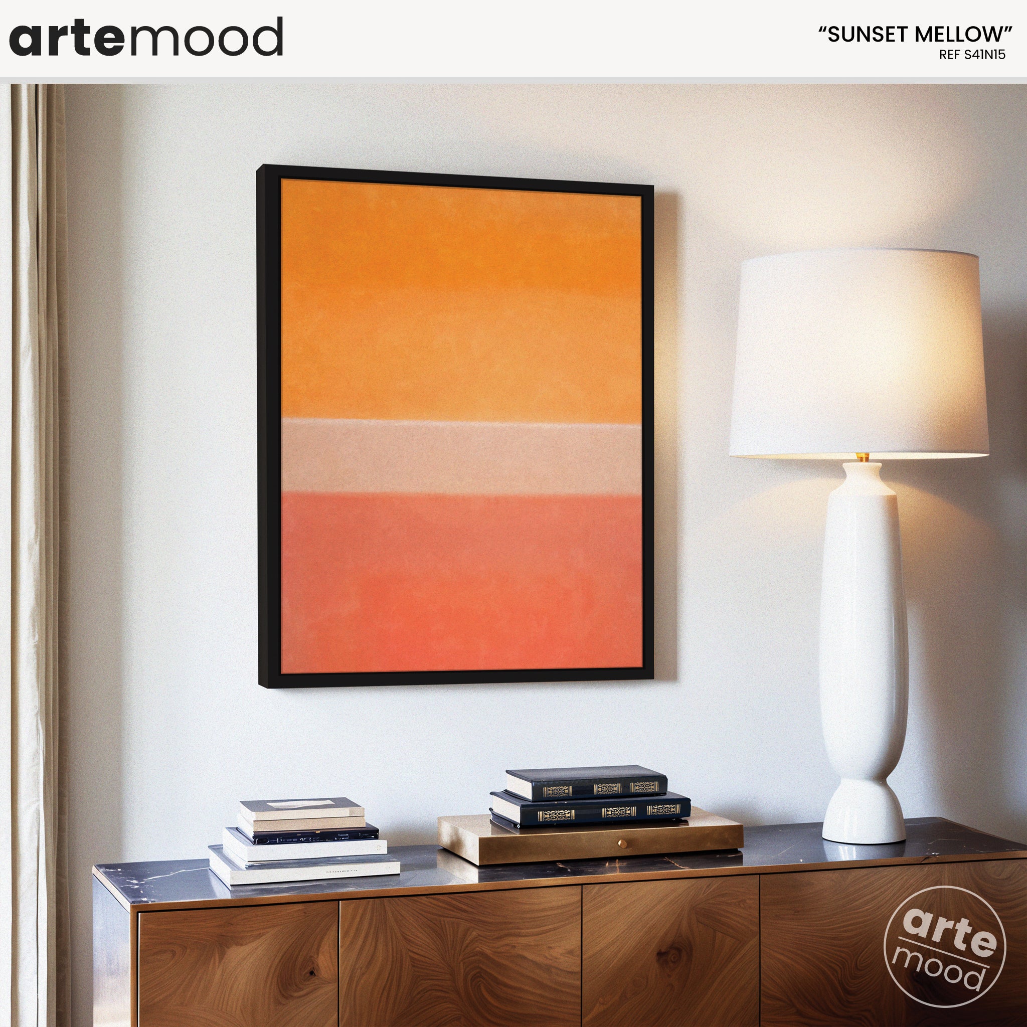 Color Field Artwork Print On Canvas - Minimalist, Zen, Orange, Sunburst, Yellow, Contemporary, Serene