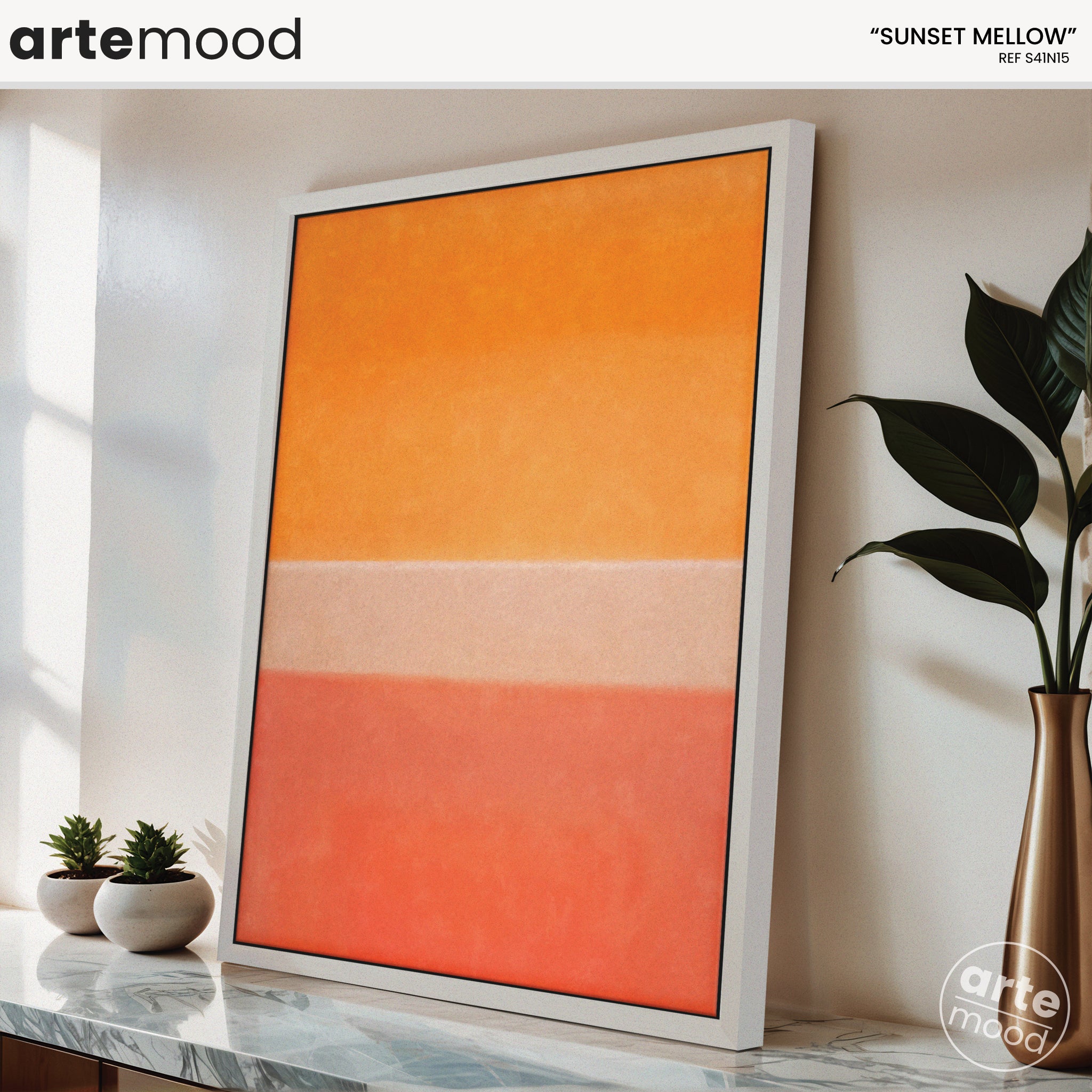 Color Field Artwork Print On Canvas - Minimalist, Zen, Orange, Sunburst, Yellow, Contemporary, Serene