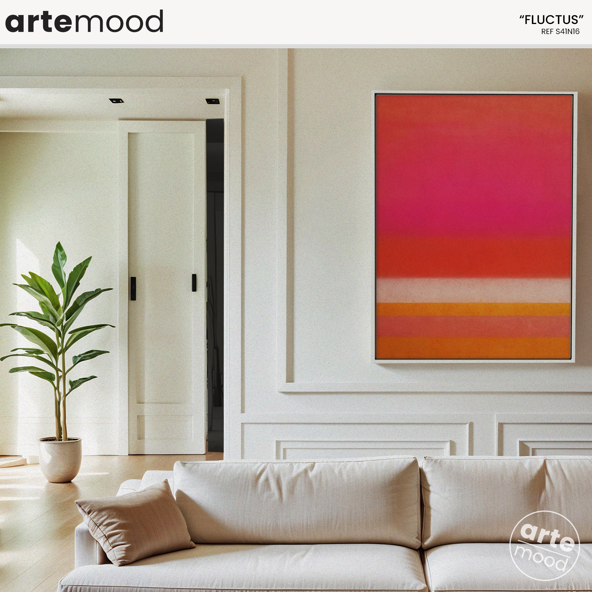 Color Field Artwork Print On Canvas - Minimalist, Zen, Orange, Sunset, Pink, Vibrant, Warm Rothko Style Art