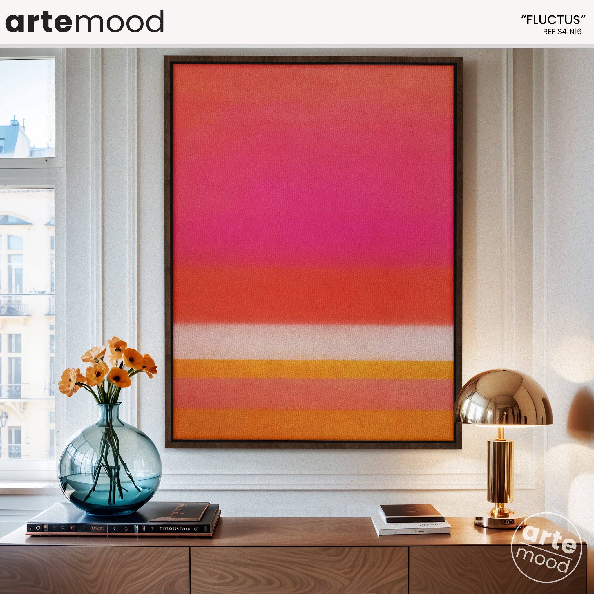 Color Field Artwork Print On Canvas - Minimalist, Zen, Orange, Sunset, Pink, Vibrant, Warm Rothko Style Art