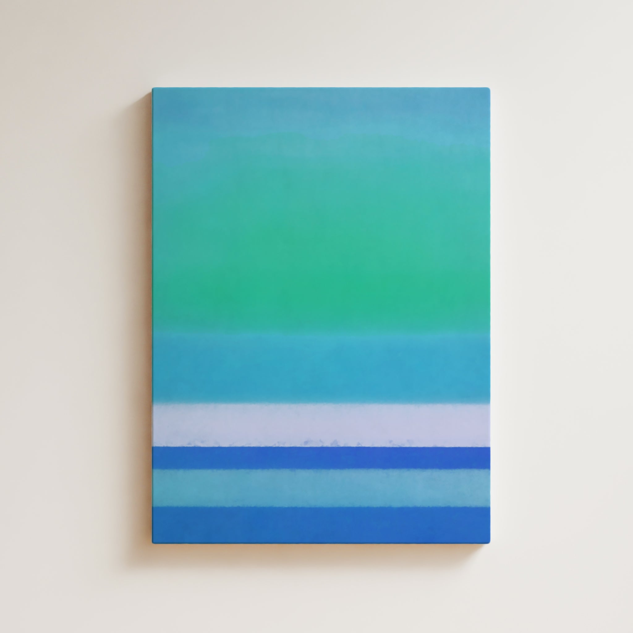 Abstract Artwork Print On Canvas - Minimalist Geometric Modern Art - Blue, White, Serene, Calm, Ocean, Beach Vibes