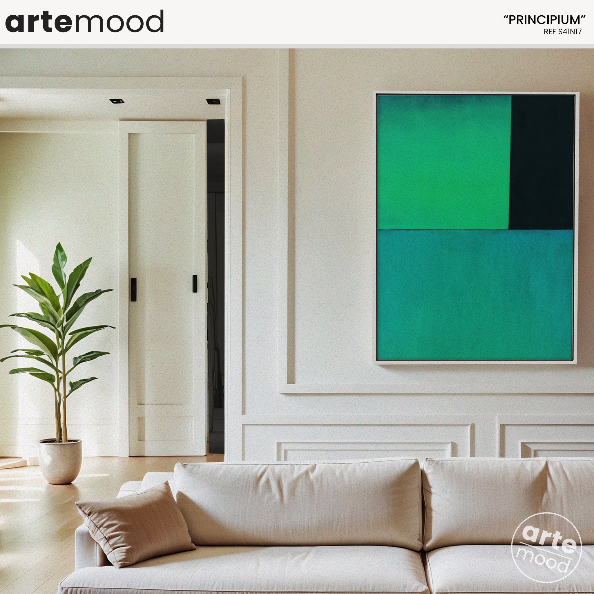 Color Field Artwork Print On Canvas - Minimalist, Zen, Green, Lime, Vibrant Color, Minimal Composition Art