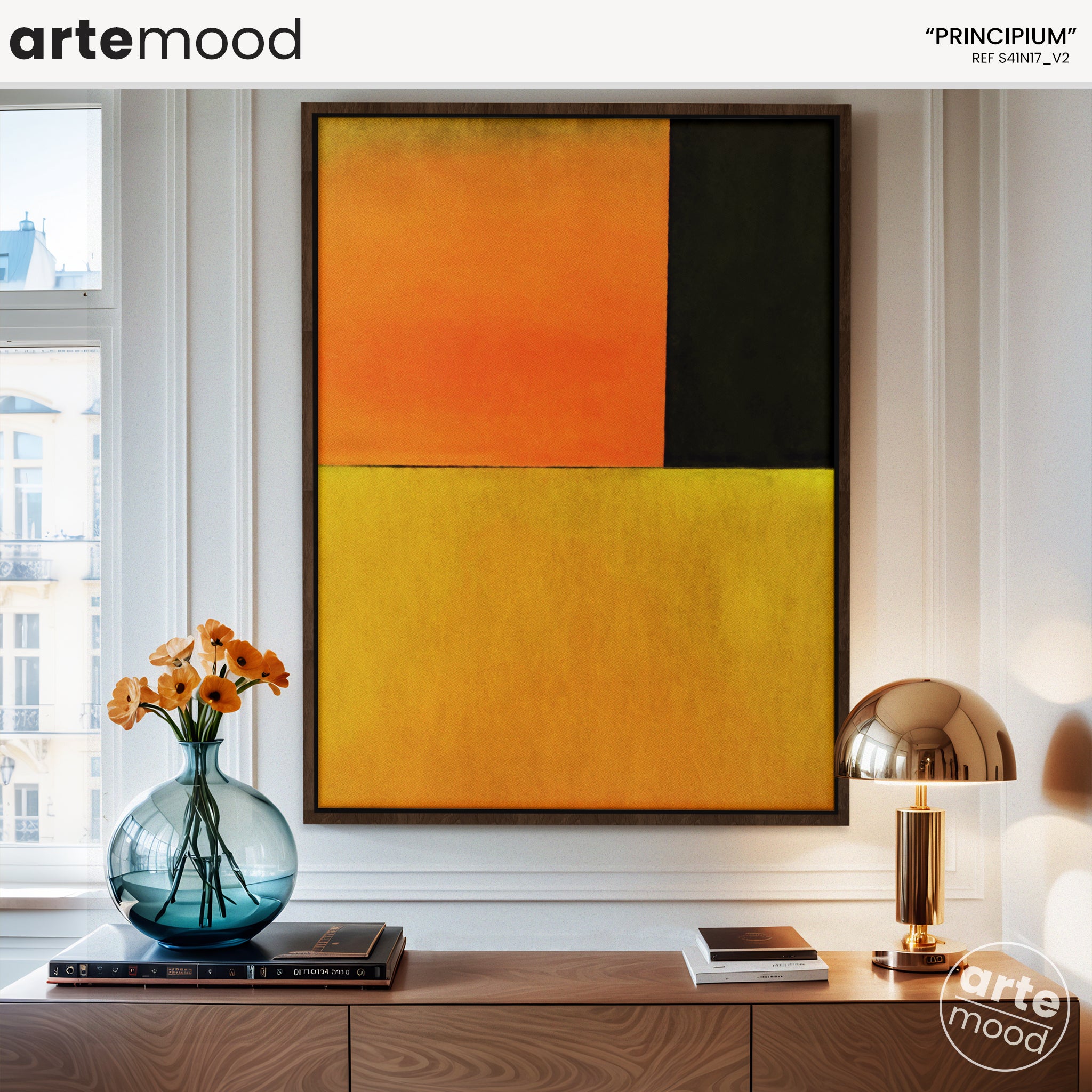 Abstract Artwork Print - Modern Art Canvas - Vibrant Color Art, Expressive, Orange, Black, Wall Print