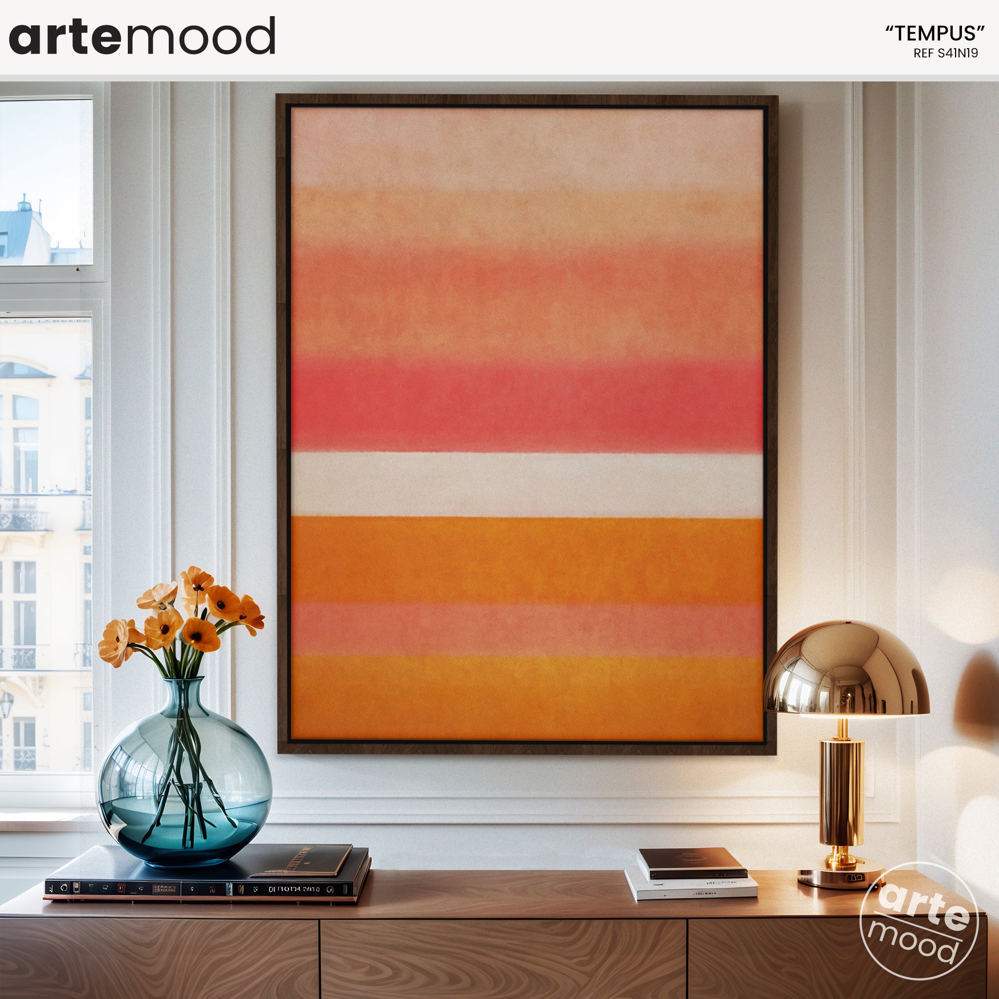 Color Field Artwork Print On Canvas - Minimalist, Zen, Orange, Sunburst, Yellow, Contemporary, Sunset Art