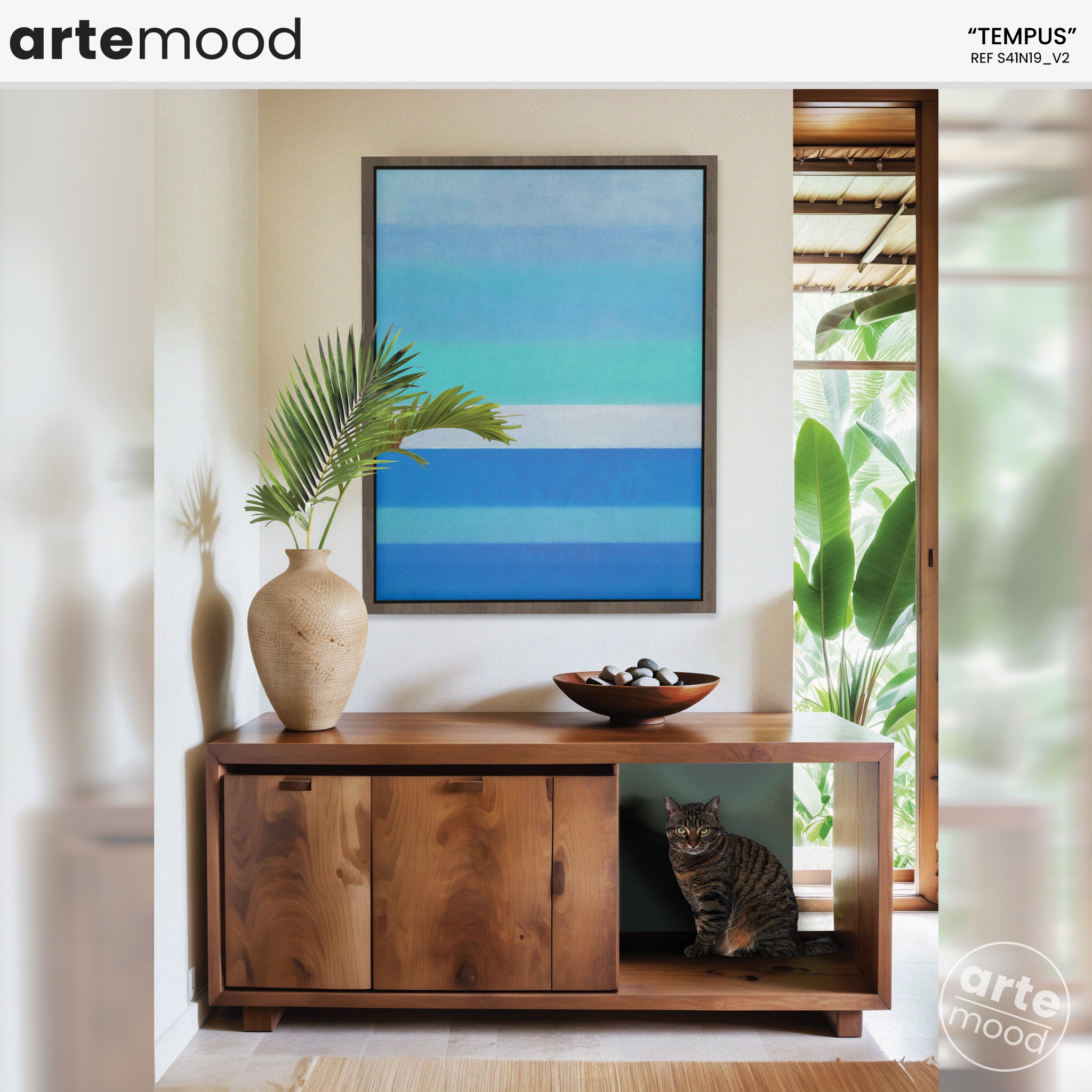 Color Field Artwork Print On Canvas - Minimalist, Zen, Blue Colors, White, Bright, Ocean, Beach, Sea