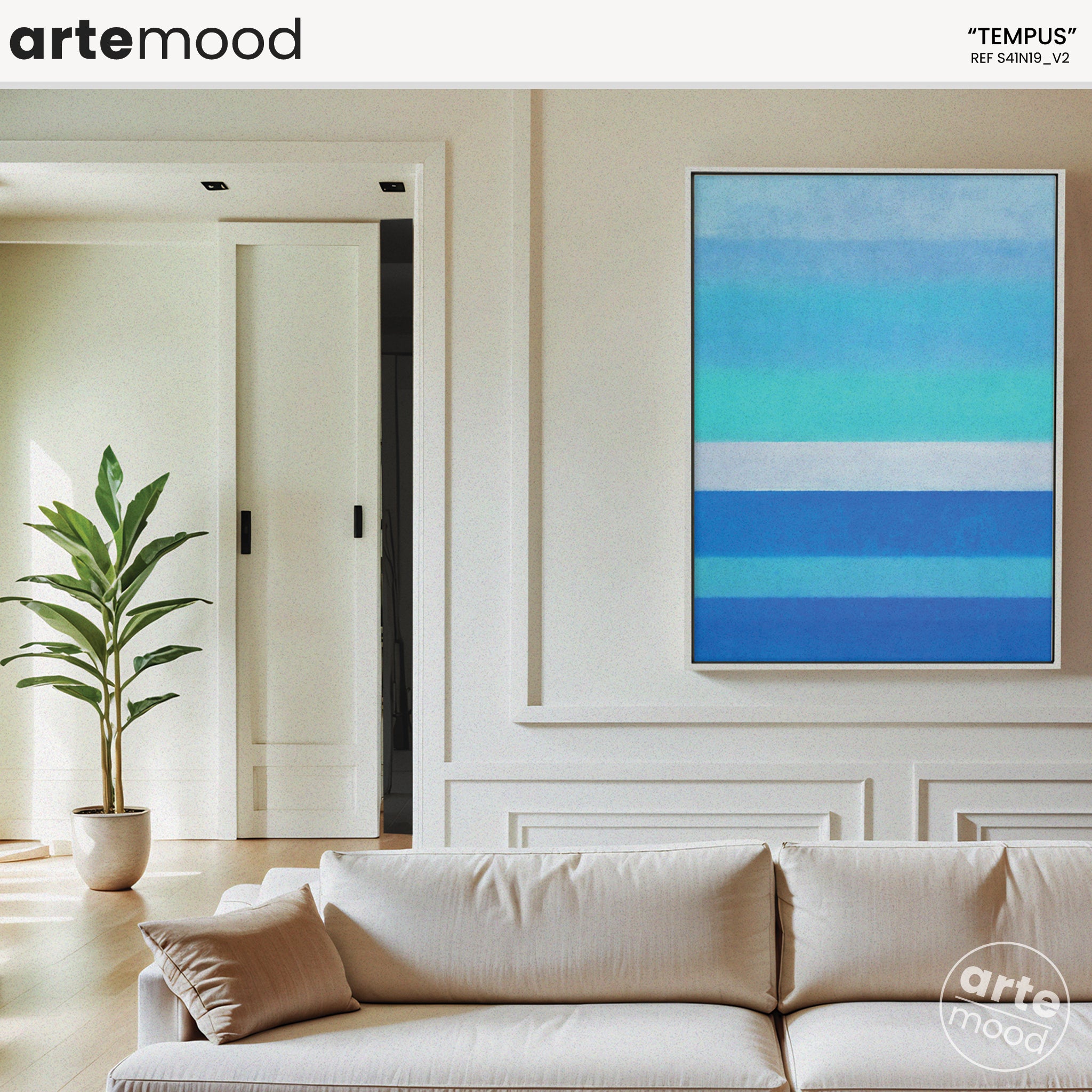 Color Field Artwork Print On Canvas - Minimalist, Zen, Blue Colors, White, Bright, Ocean, Beach, Sea