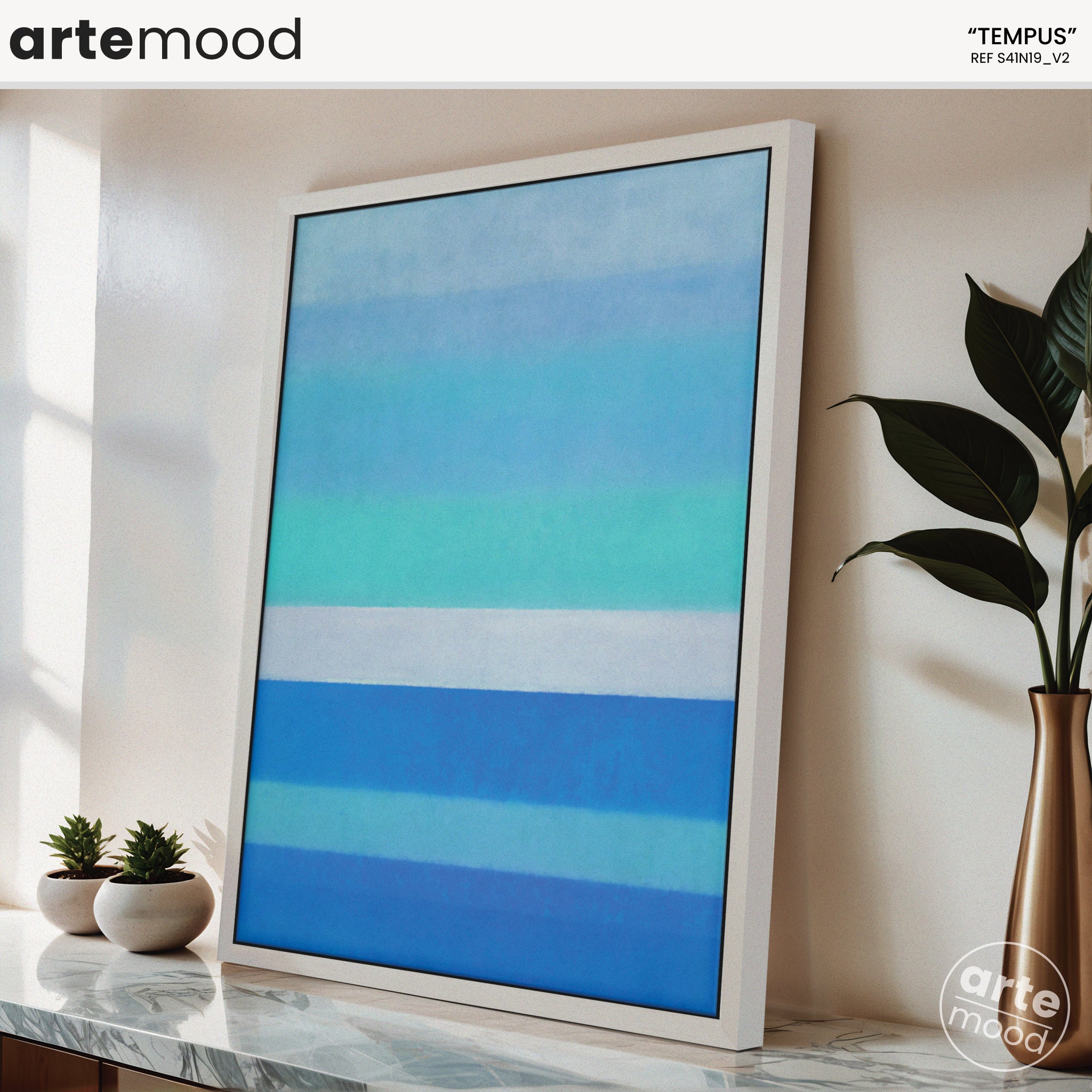 Color Field Artwork Print On Canvas - Minimalist, Zen, Blue Colors, White, Bright, Ocean, Beach, Sea