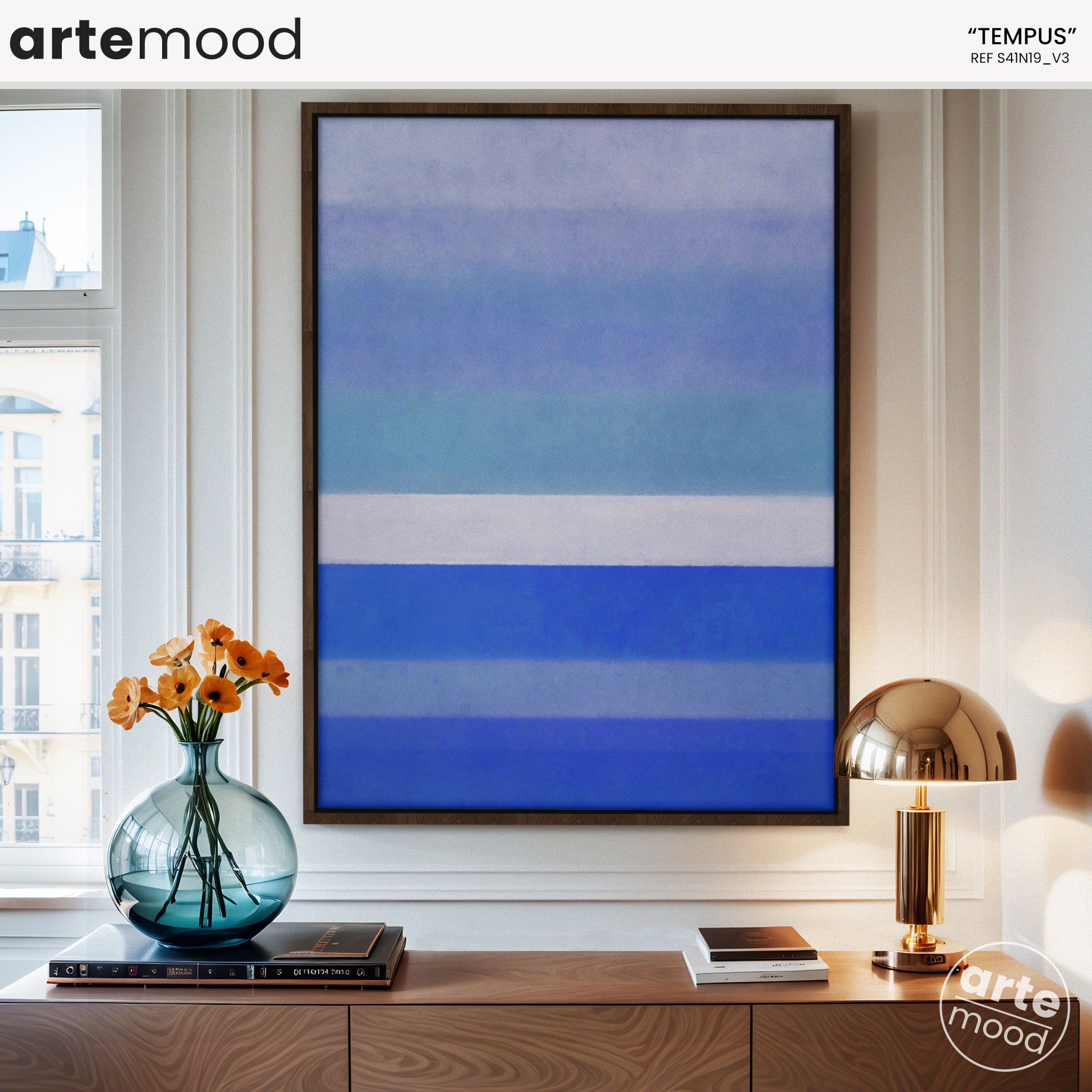 Color Field Artwork Print On Canvas - Minimalist, Zen, Blue, White, Minimal Rothko Style Wall Art