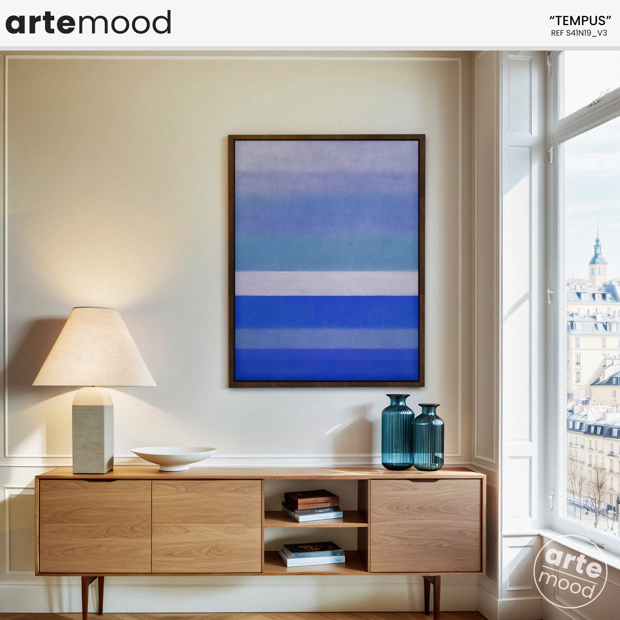 Color Field Artwork Print On Canvas - Minimalist, Zen, Blue, White, Minimal Rothko Style Wall Art