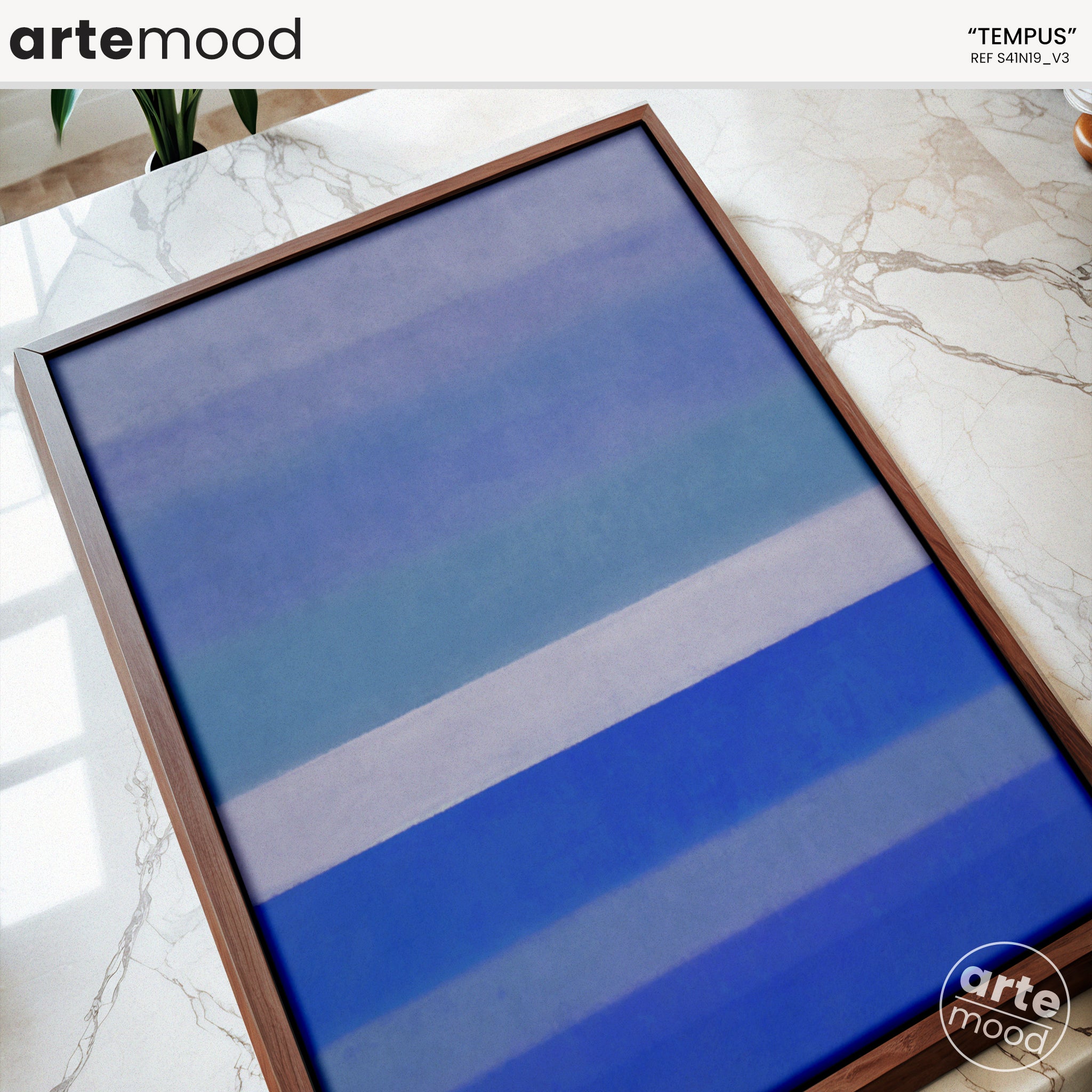 Color Field Artwork Print On Canvas - Minimalist, Zen, Blue, White, Minimal Rothko Style Wall Art