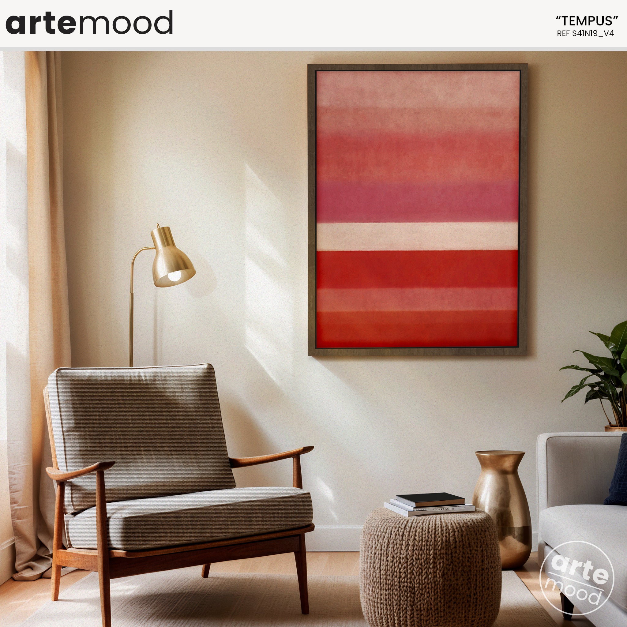 Color Field Artwork Print On Canvas - Minimalist, Zen, Red, White, Vibrant Rothko Style Abstract Art