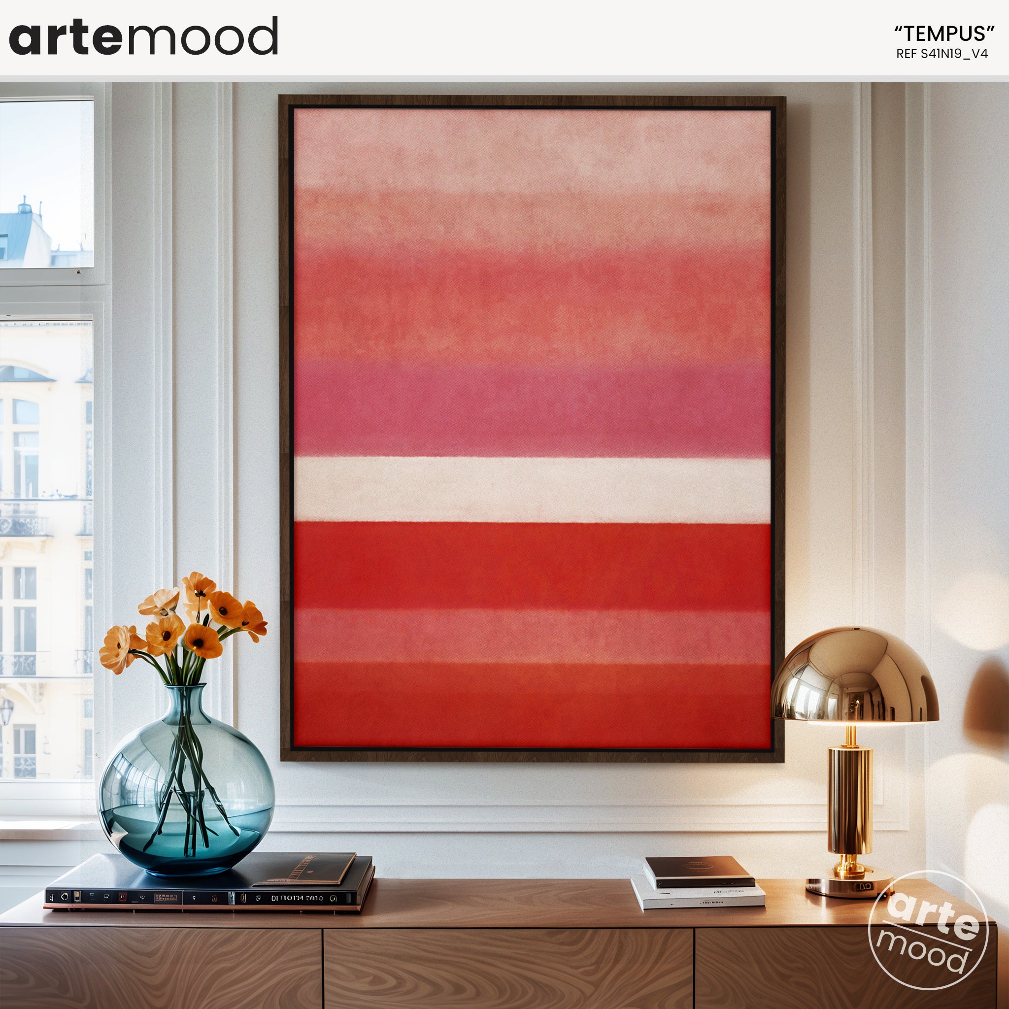 Color Field Artwork Print On Canvas - Minimalist, Zen, Red, White, Vibrant Rothko Style Abstract Art