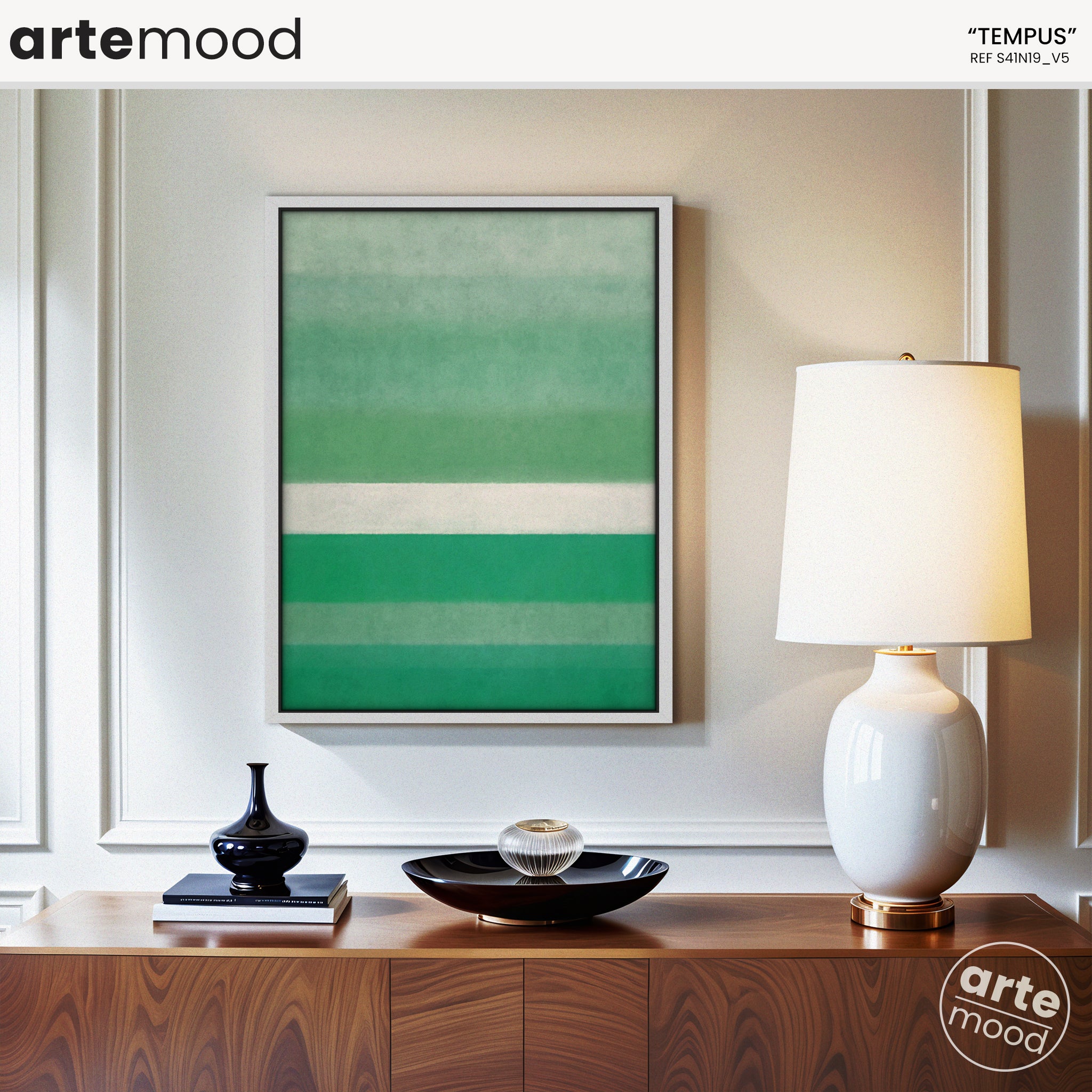 Color Field Artwork Print On Canvas - Minimalist, Zen, Green, White, Garden, Nature, Calm Art