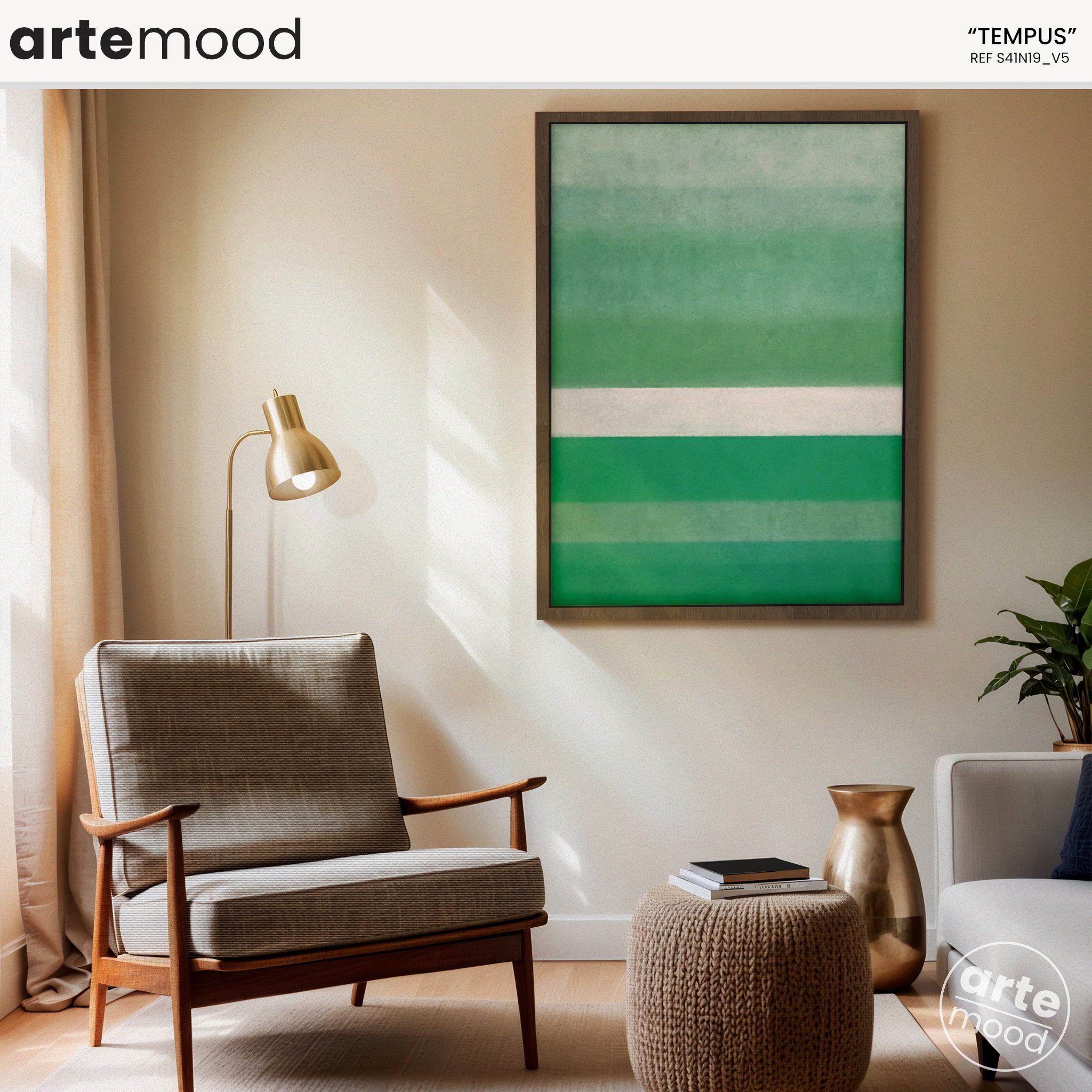 Color Field Artwork Print On Canvas - Minimalist, Zen, Green, White, Garden, Nature, Calm Art