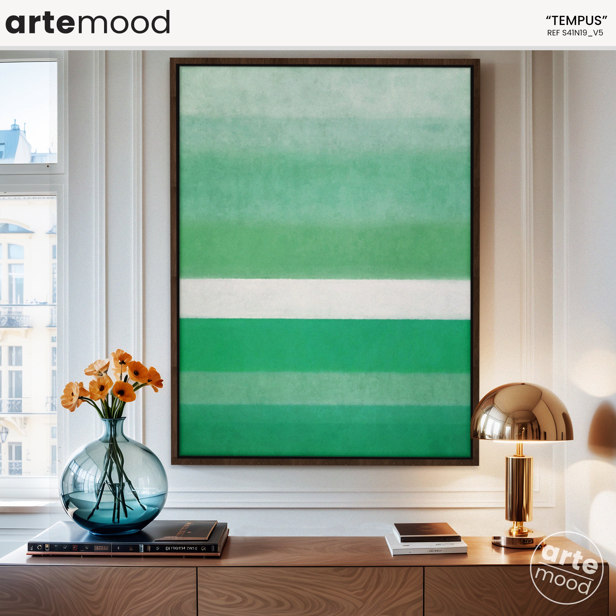 Color Field Artwork Print On Canvas - Minimalist, Zen, Green, White, Garden, Nature, Calm Art