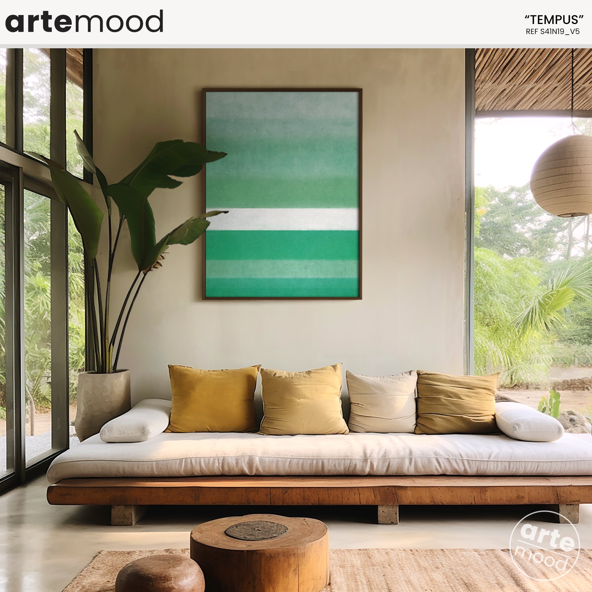 Color Field Artwork Print On Canvas - Minimalist, Zen, Green, White, Garden, Nature, Calm Art