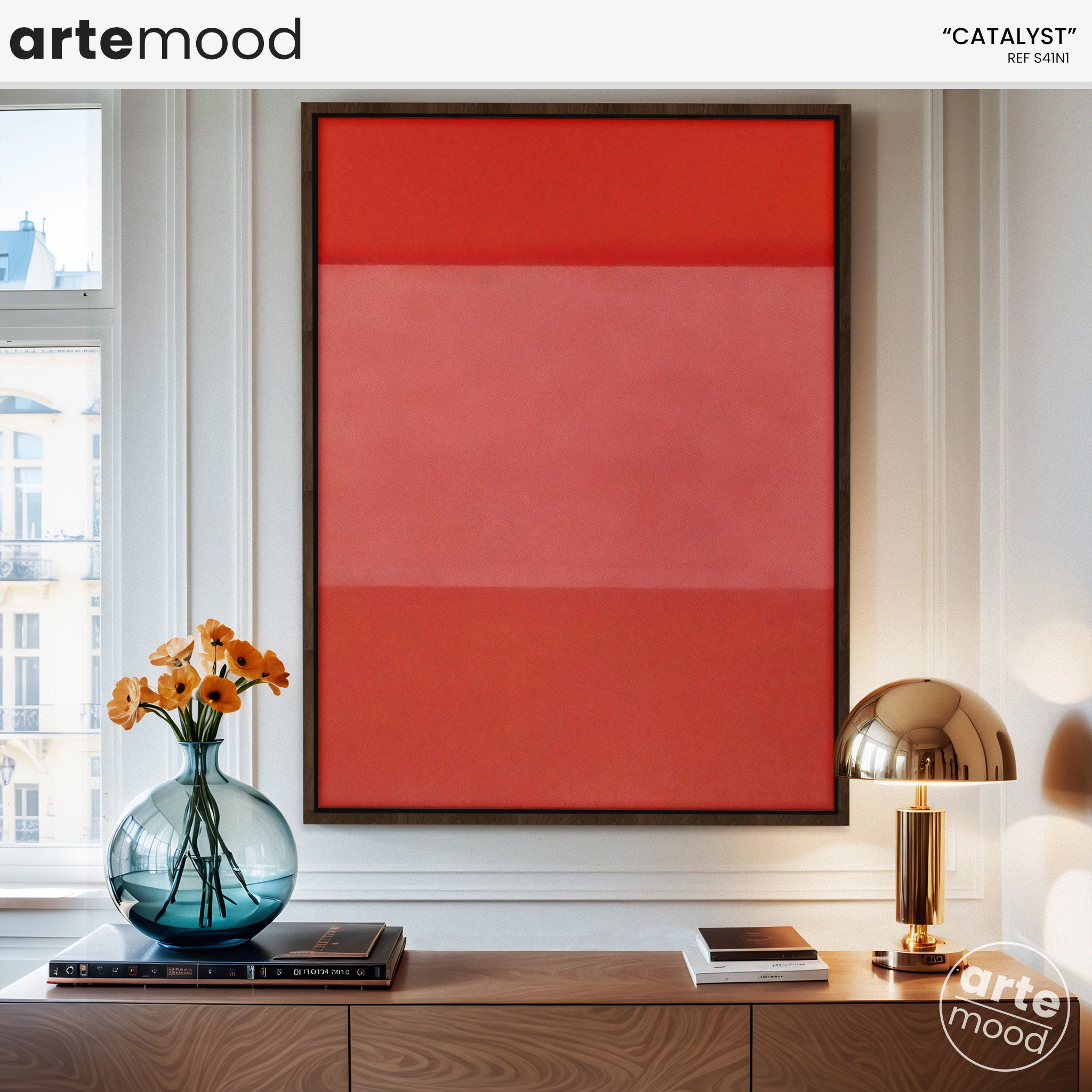 Color Field Artwork Print On Canvas - Minimalist, Zen, Red Color, Minimal Rothko Style Wall Art