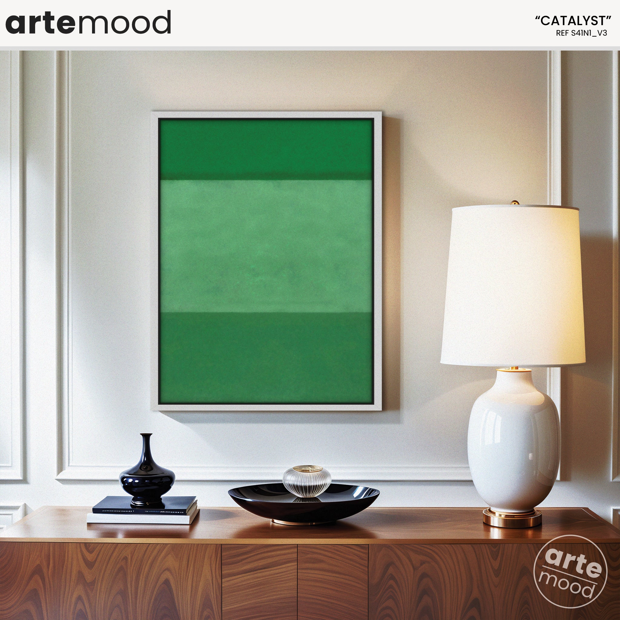 Color Field Artwork Print On Canvas - Minimalist, Zen, Green Tones, Green Color Hues