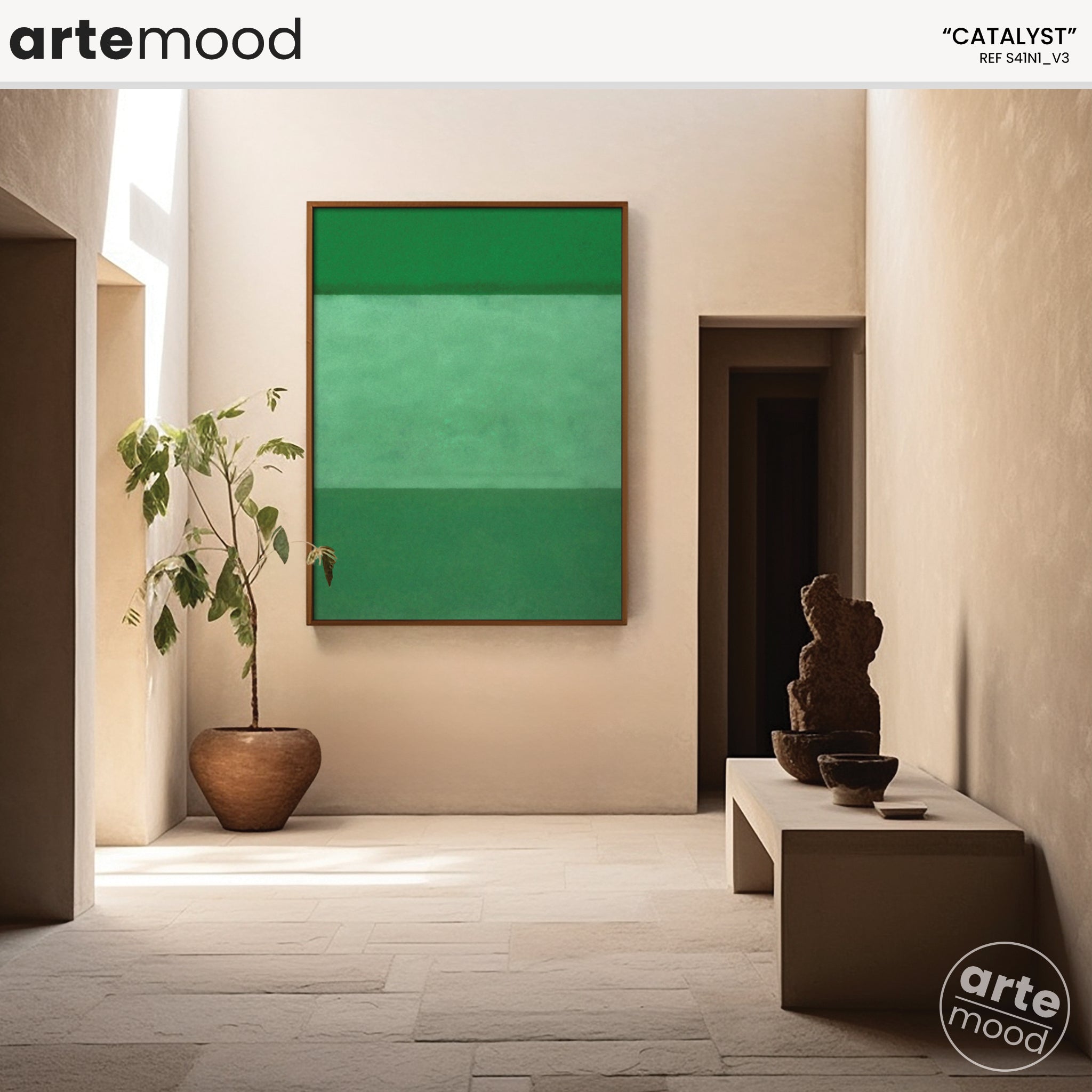 Color Field Artwork Print On Canvas - Minimalist, Zen, Green Tones, Green Color Hues