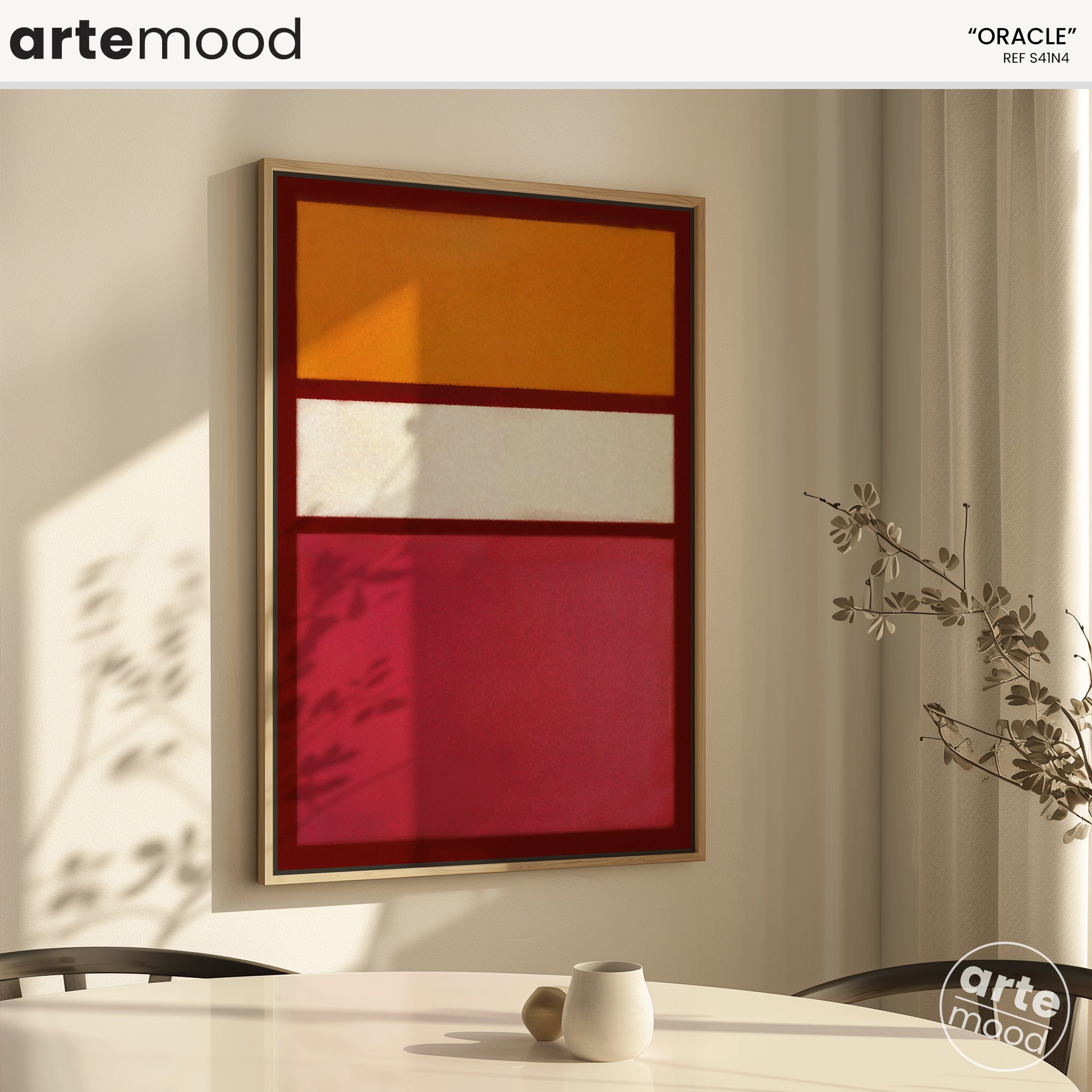 Color Field Artwork Print On Canvas - Minimalist, Zen, Orange, White, Red, Cherry, Vibrant Rothko Style Wall Art