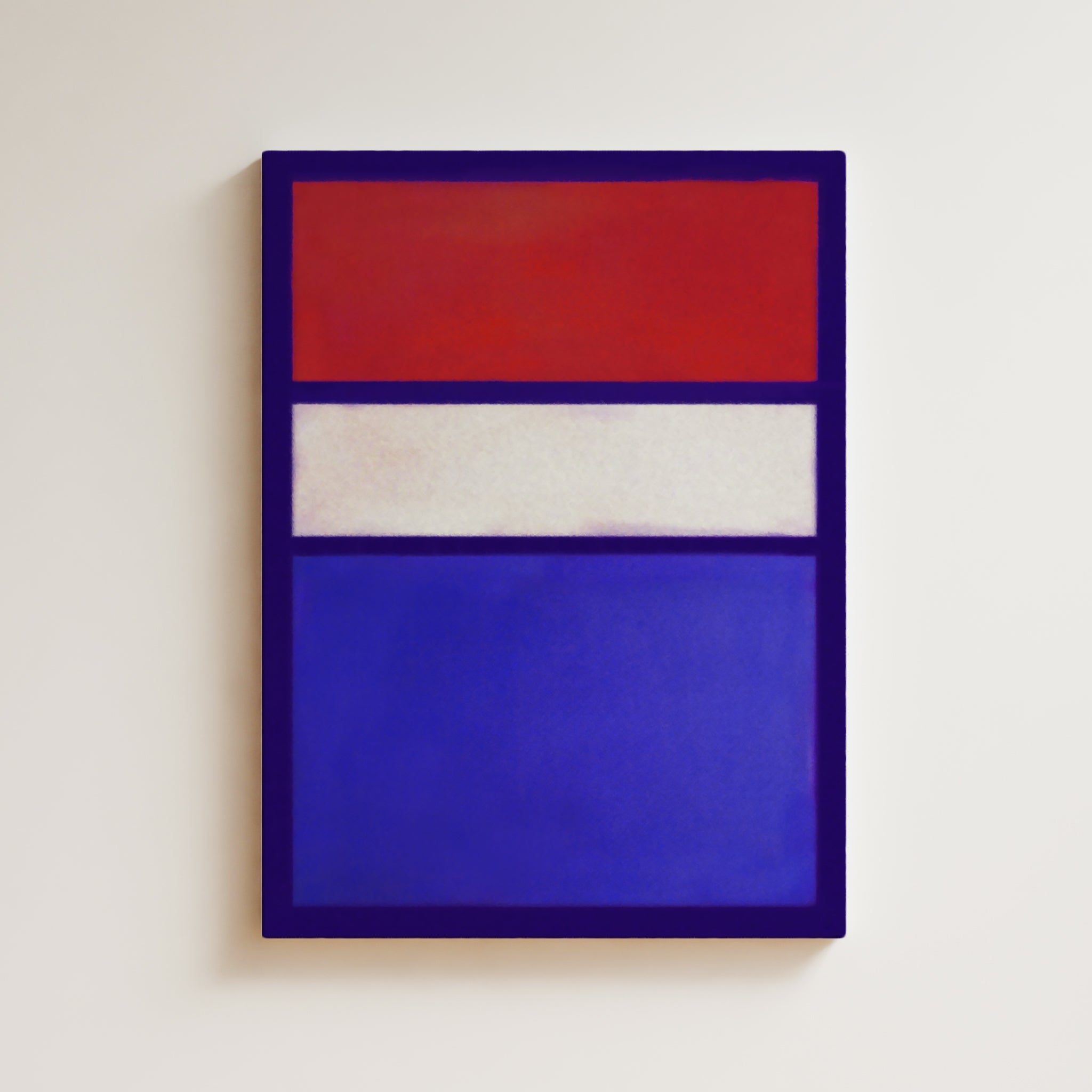 Color Field Artwork Print On Canvas - Minimalist, Vibrant, Energetic, Powerful Red, Blue, White, Chic