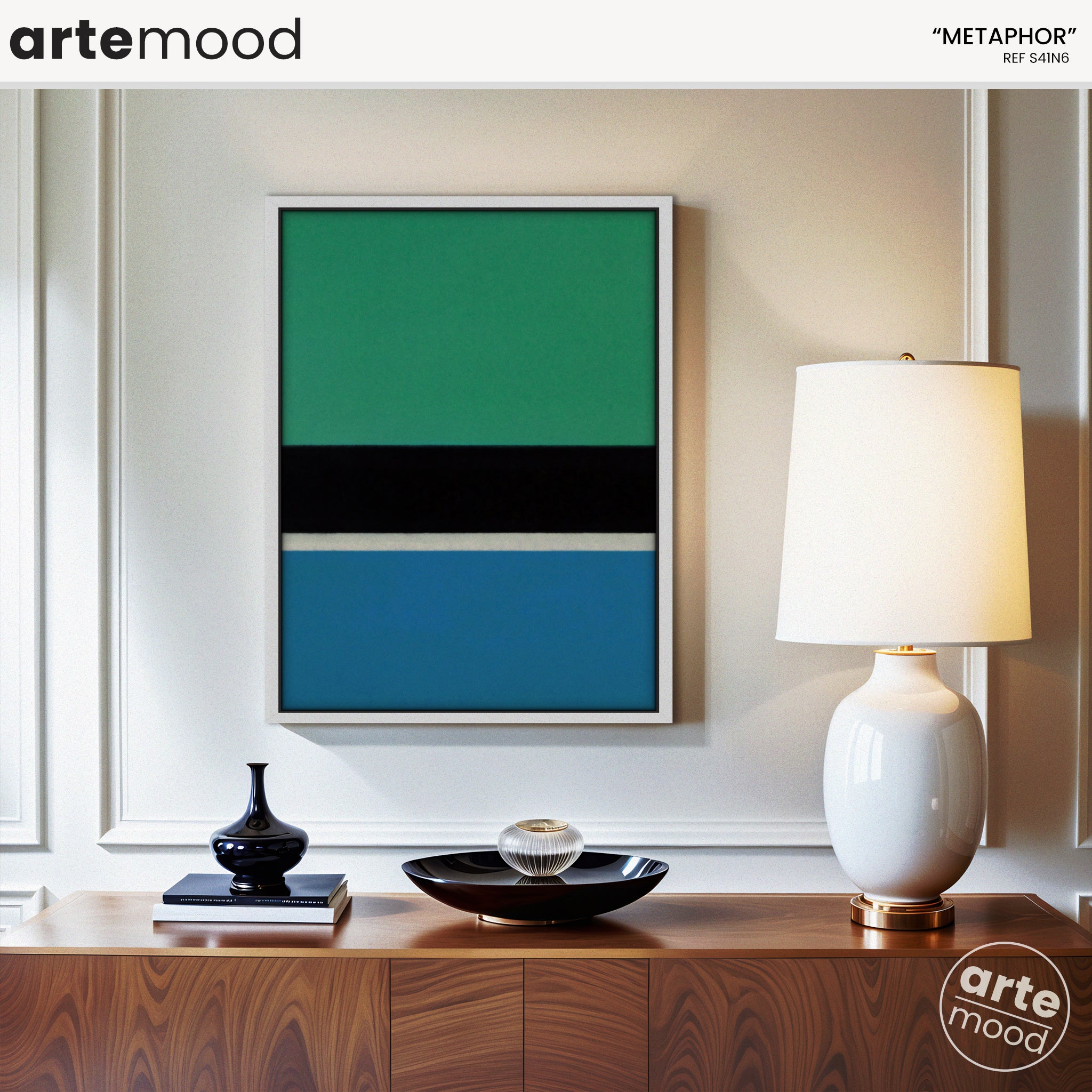 Color Field Artwork Print On Canvas - Minimalist, Zen, Green, Black, Blue, Rothko Style Wall Art