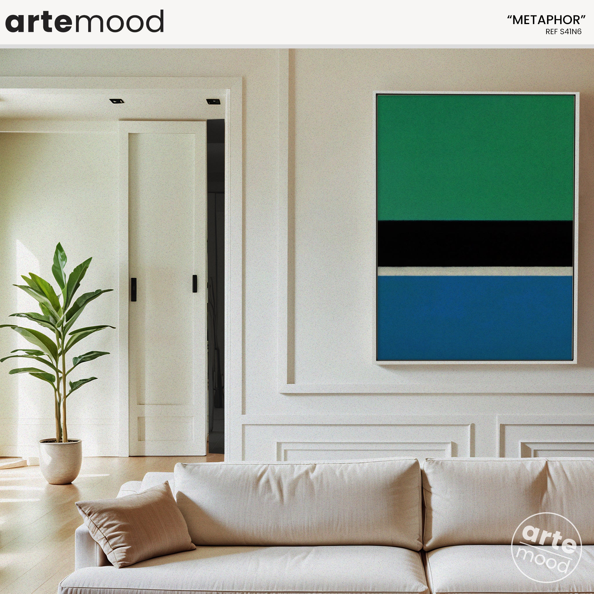 Color Field Artwork Print On Canvas - Minimalist, Zen, Green, Black, Blue, Rothko Style Wall Art