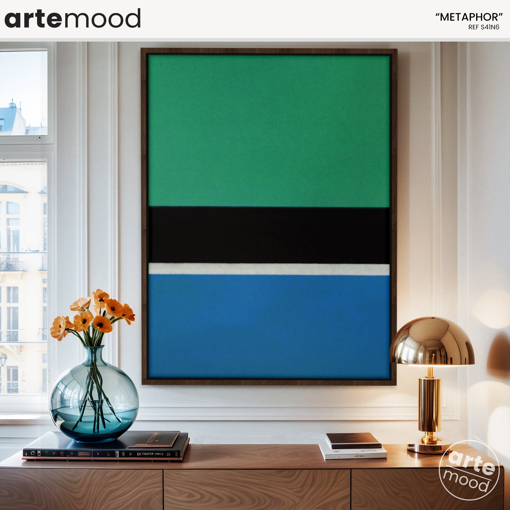 Color Field Artwork Print On Canvas - Minimalist, Zen, Green, Black, Blue, Rothko Style Wall Art