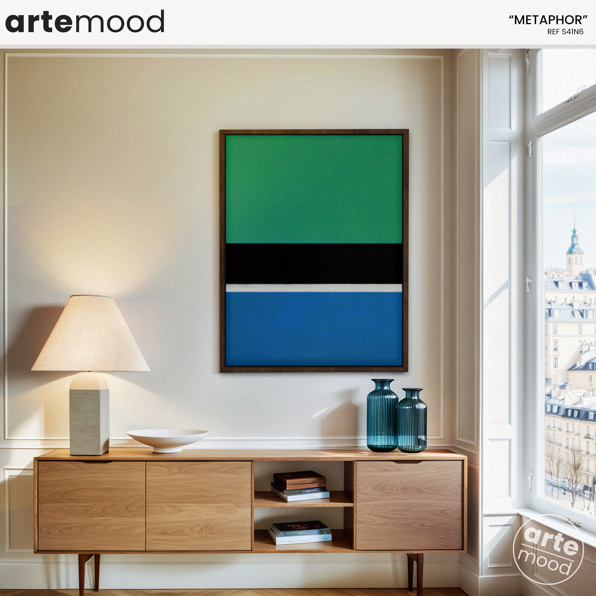 Color Field Artwork Print On Canvas - Minimalist, Zen, Green, Black, Blue, Rothko Style Wall Art