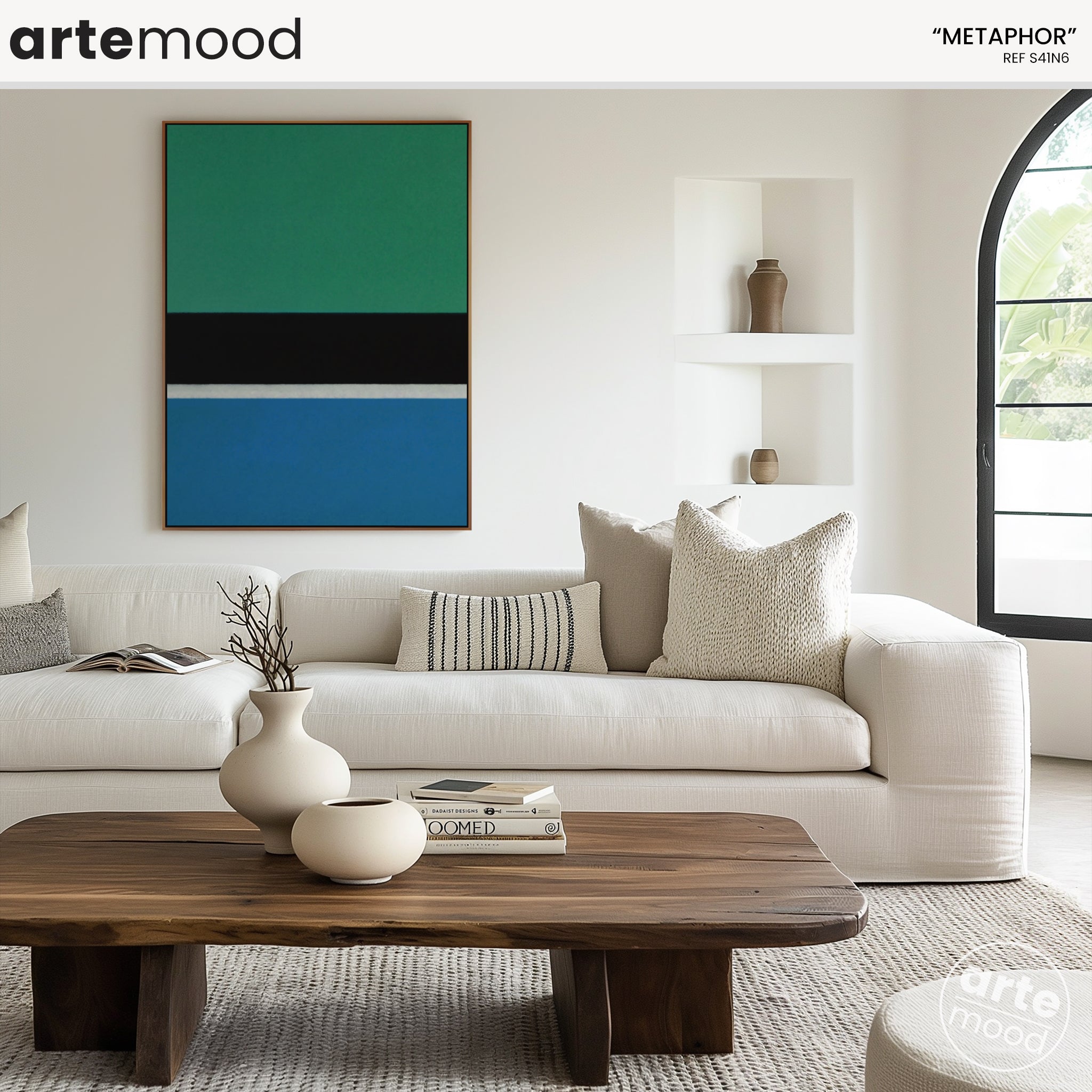 Color Field Artwork Print On Canvas - Minimalist, Zen, Green, Black, Blue, Rothko Style Wall Art