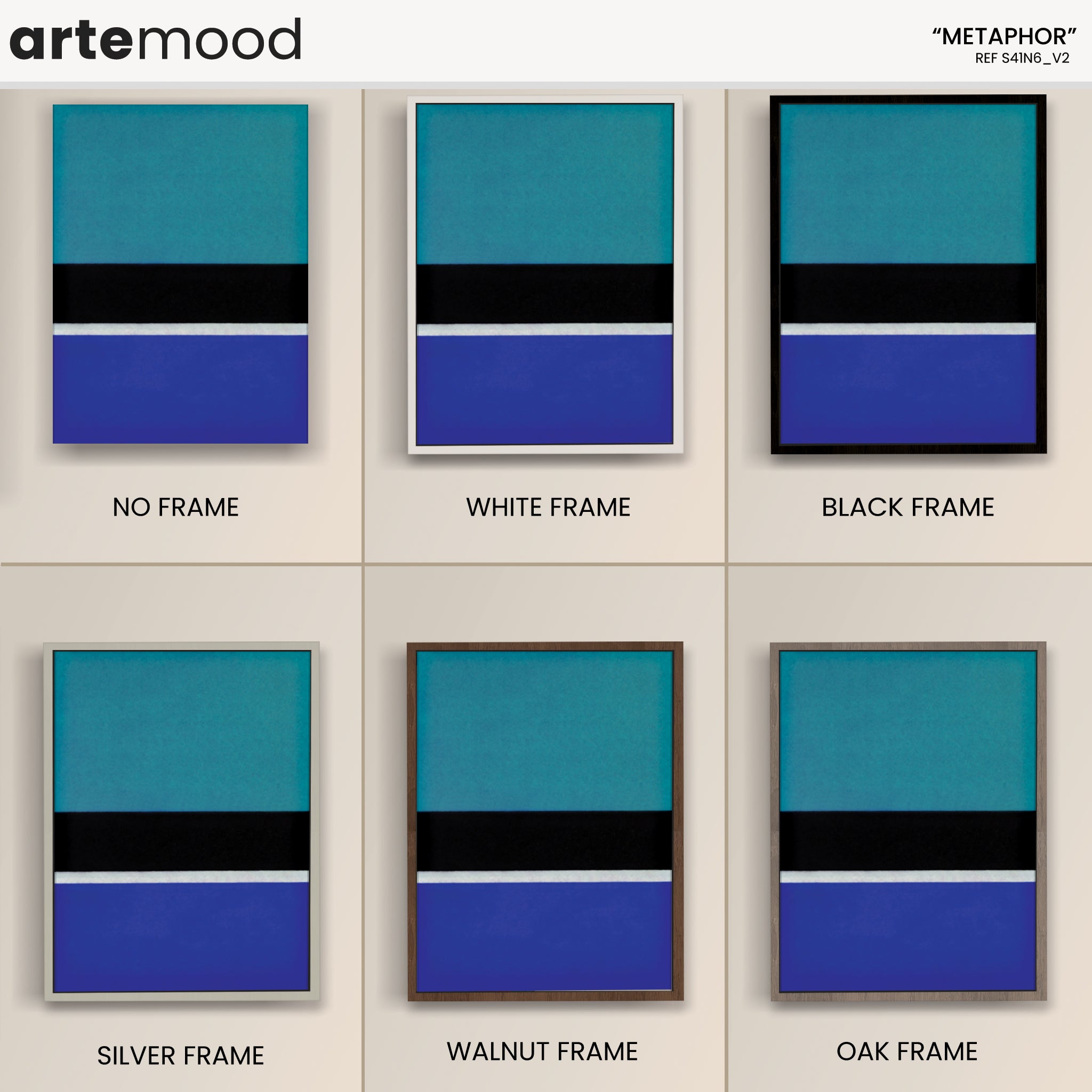 Color Field Artwork Print On Canvas - Minimalist, Zen, Blue_Black_White