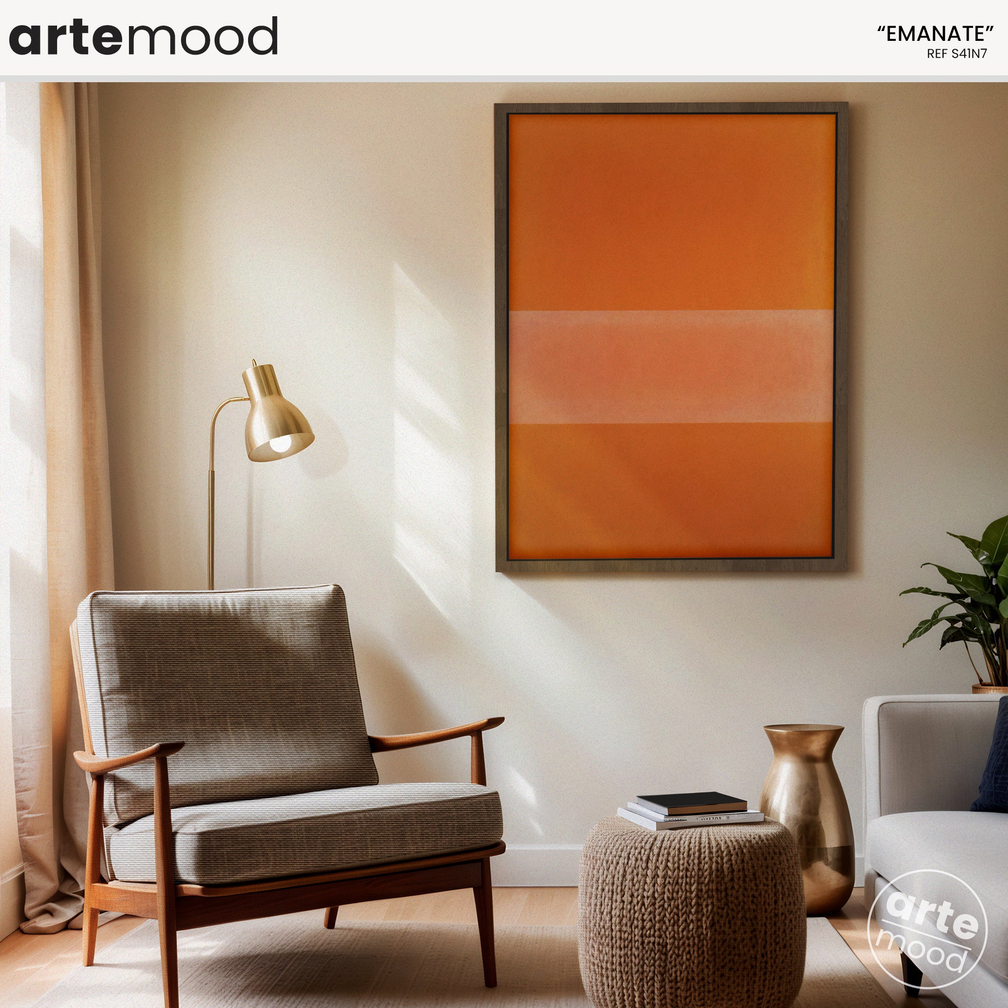 Color Field Artwork Print On Canvas - Minimalist, Zen, Orange, Sunburst, Serene, Motivational Art