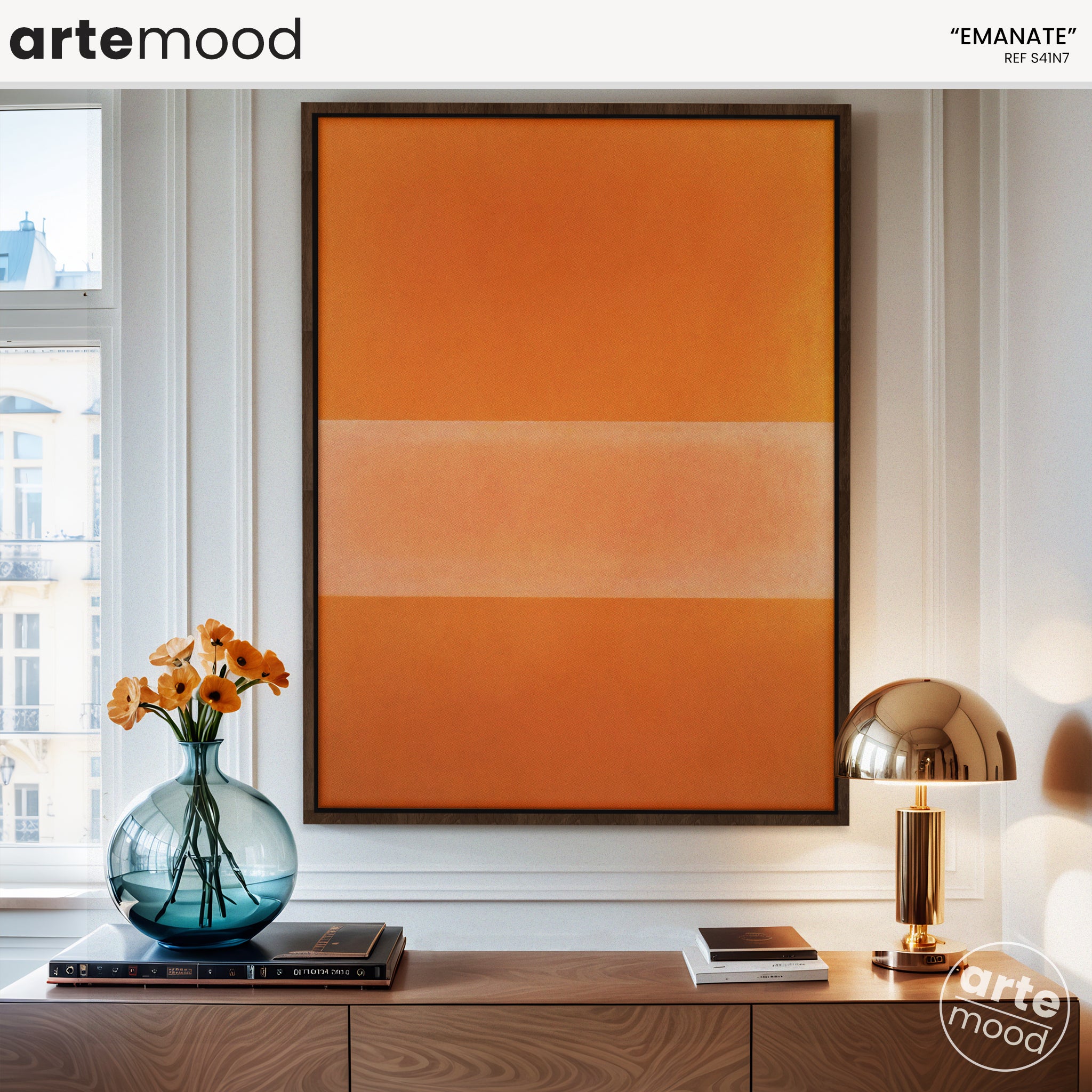 Color Field Artwork Print On Canvas - Minimalist, Zen, Orange, Sunburst, Serene, Motivational Art