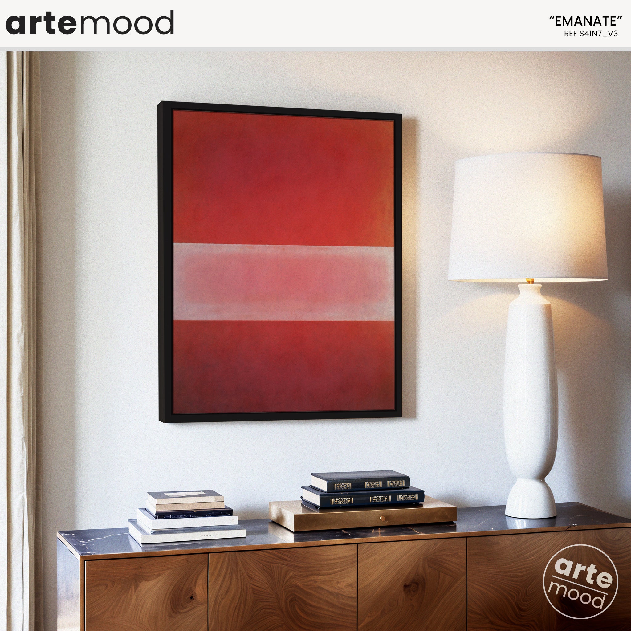 Color Field Artwork Print On Canvas - Minimalist, Zen, Red Vibrant Colors, Warm Colors