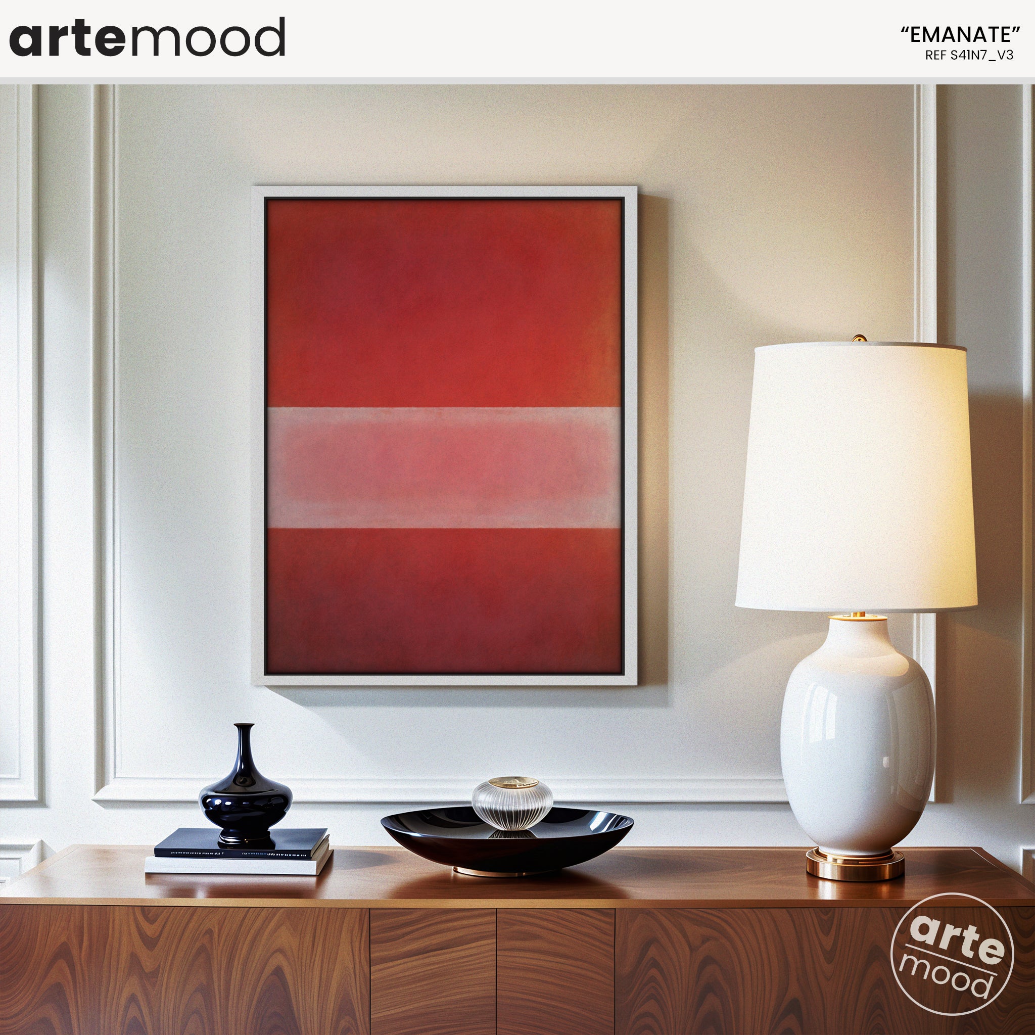 Color Field Artwork Print On Canvas - Minimalist, Zen, Red Vibrant Colors, Warm Colors