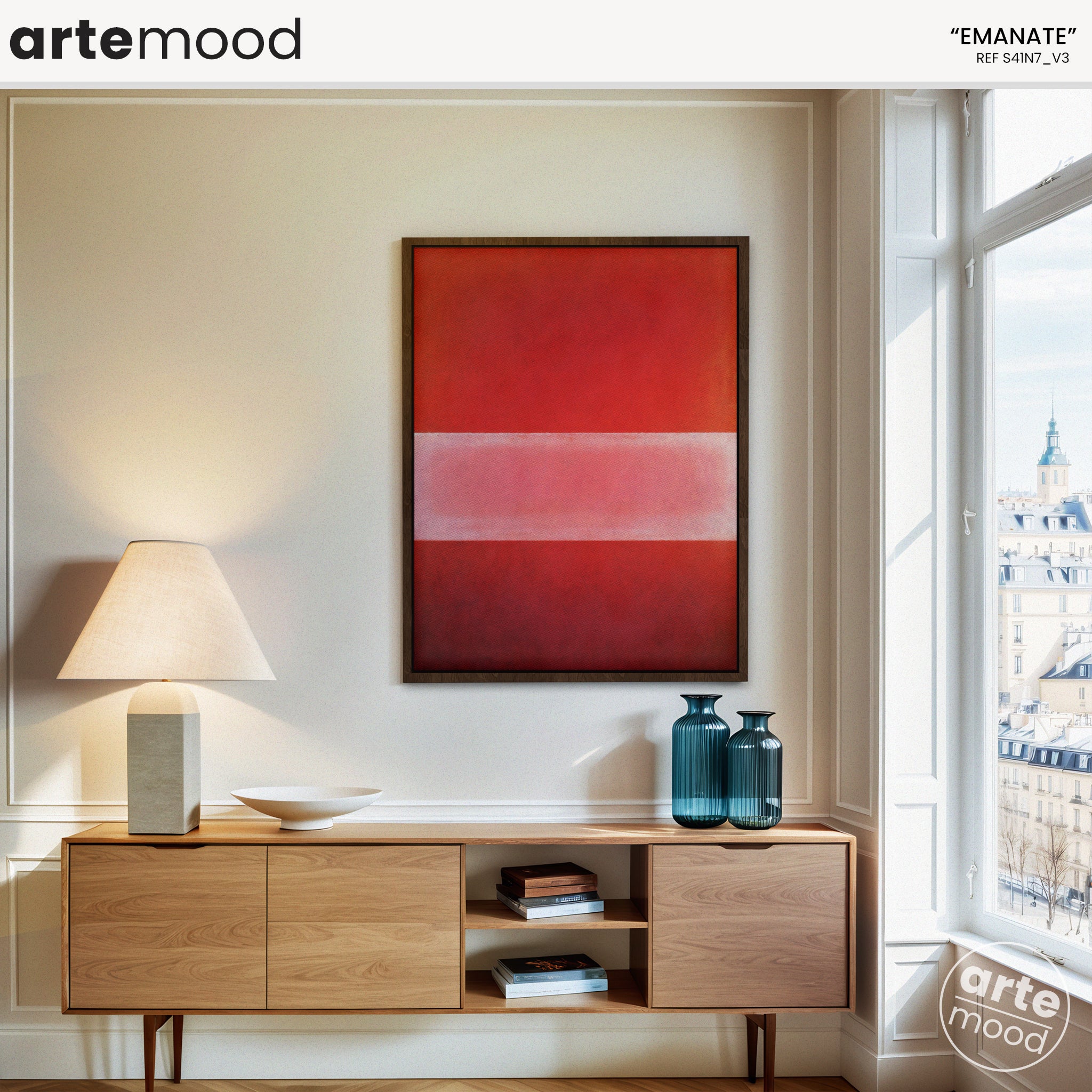 Color Field Artwork Print On Canvas - Minimalist, Zen, Red Vibrant Colors, Warm Colors