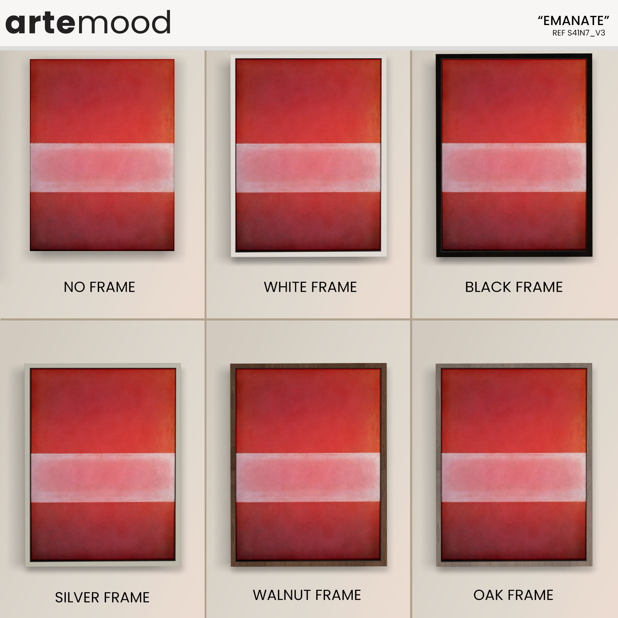 Color Field Artwork Print On Canvas - Minimalist, Zen, Red Vibrant Colors, Warm Colors