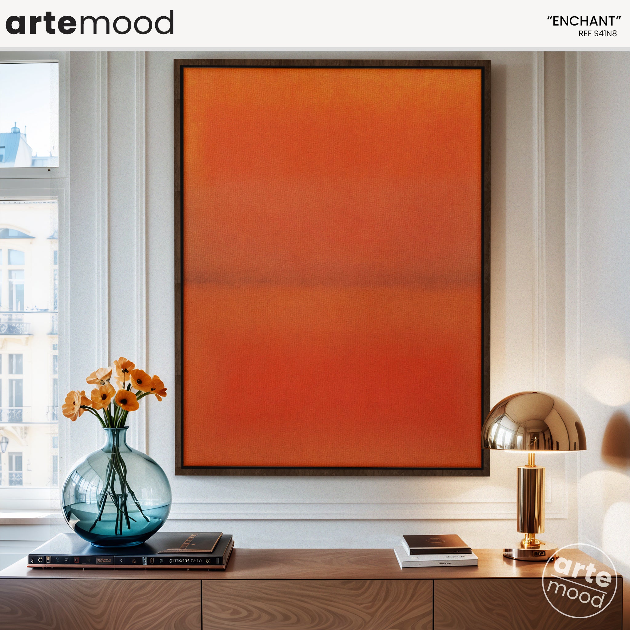 Color Field Artwork Print On Canvas - Minimalist, Zen, Orange, Sunset, Vibrant, Rothko Style Wall Art Minimal Orange