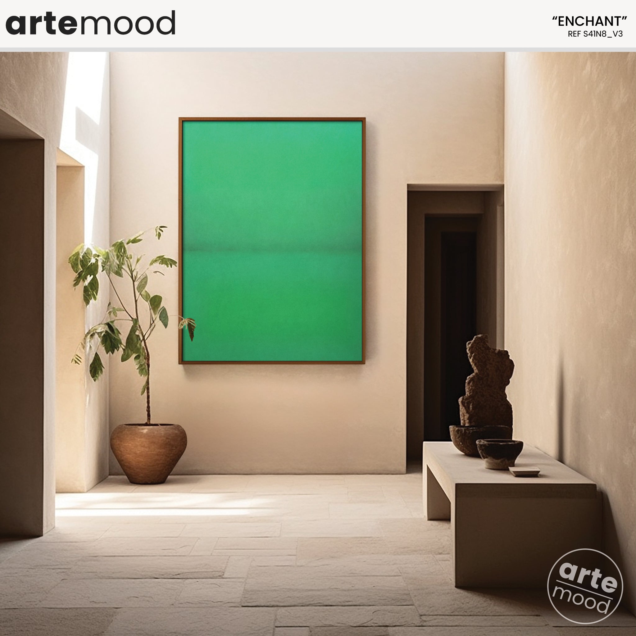 Color Field Artwork Print On Canvas - Minimalist, Zen, Nature, Green Rothko Style Wall Art Canvas