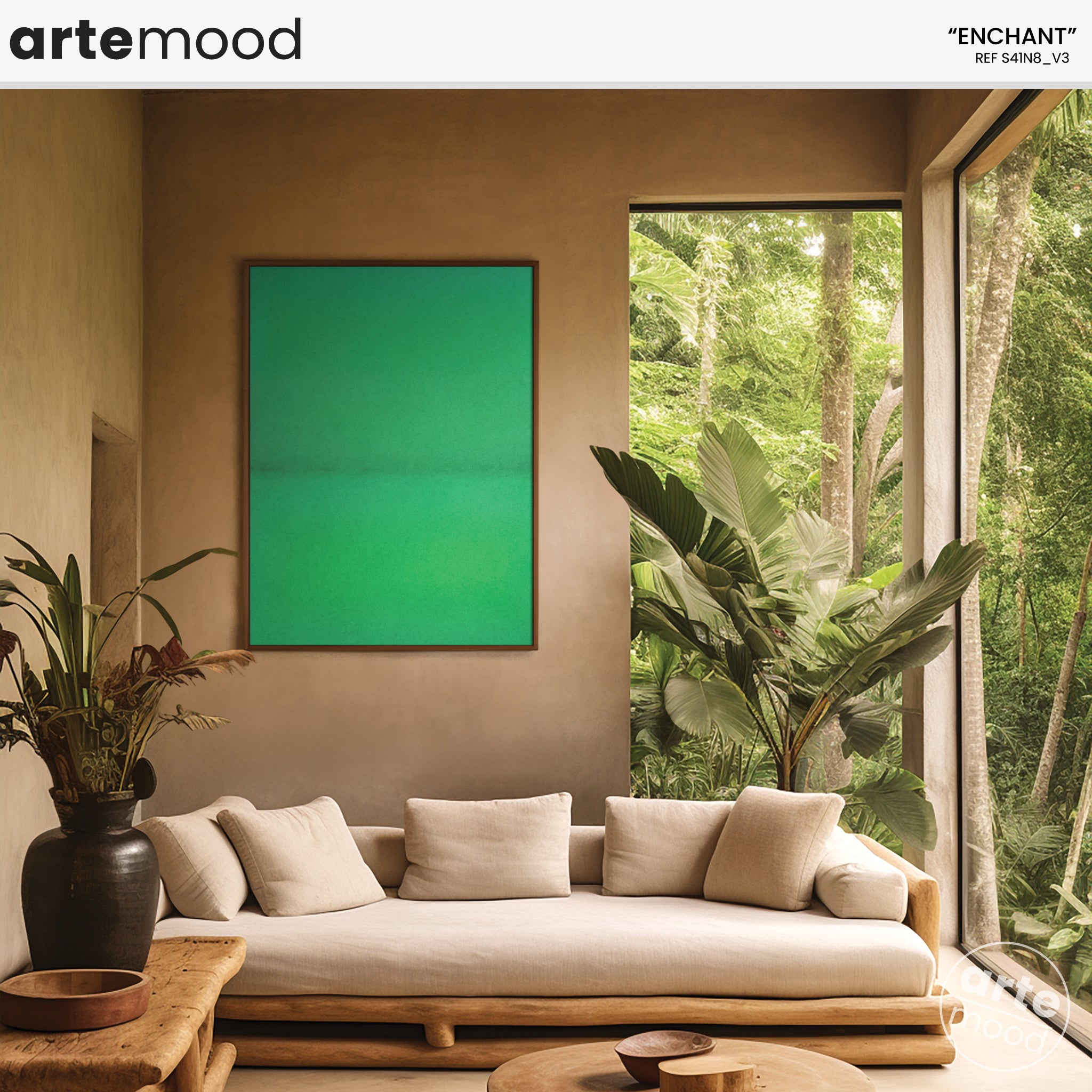 Color Field Artwork Print On Canvas - Minimalist, Zen, Nature, Green Rothko Style Wall Art Canvas