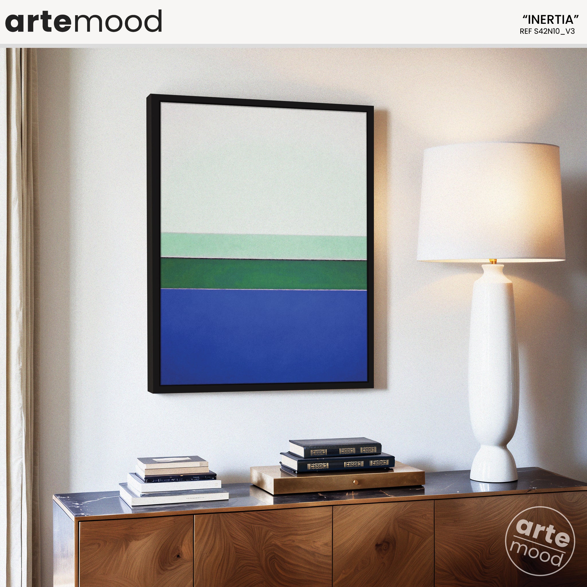 Color Field Artwork Print On Canvas - Zen, Calm, Blue, Green, White, Relaxing, Cool Tones, Classic