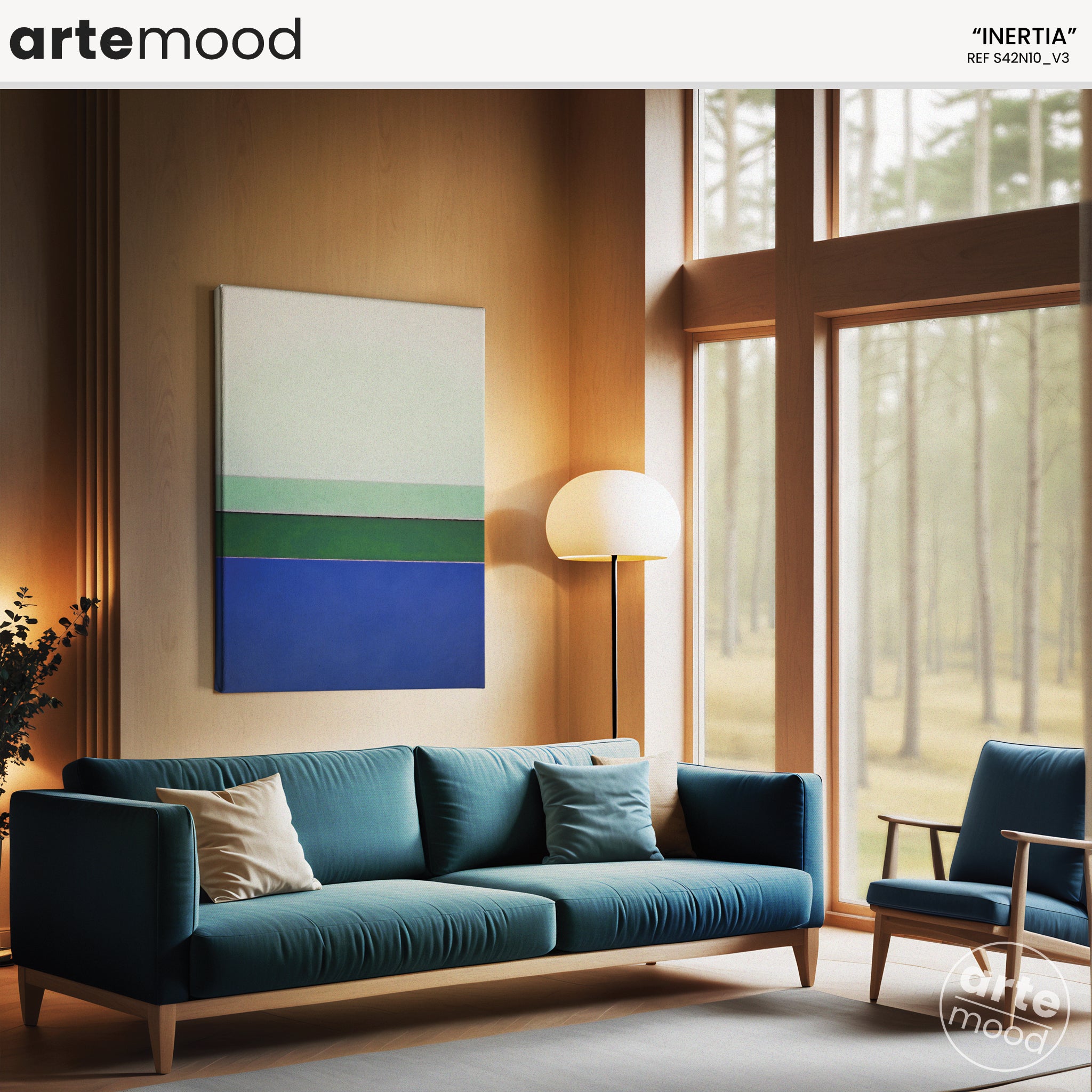 Color Field Artwork Print On Canvas - Zen, Calm, Blue, Green, White, Relaxing, Cool Tones, Classic